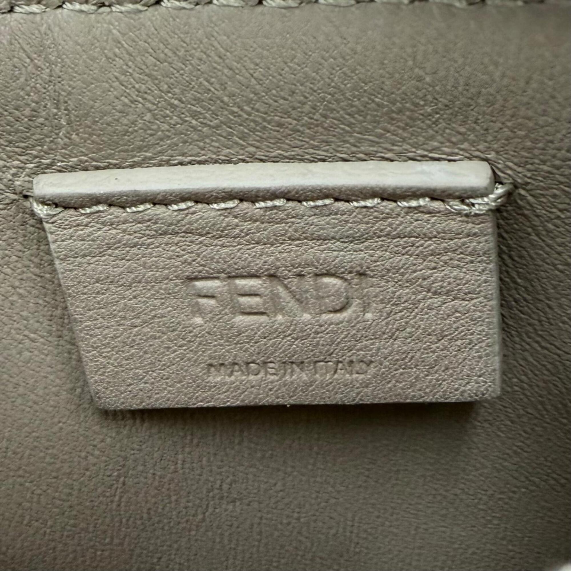 Fendi Gray Leather Coin Purse/Coin Case (Pre-Owned)