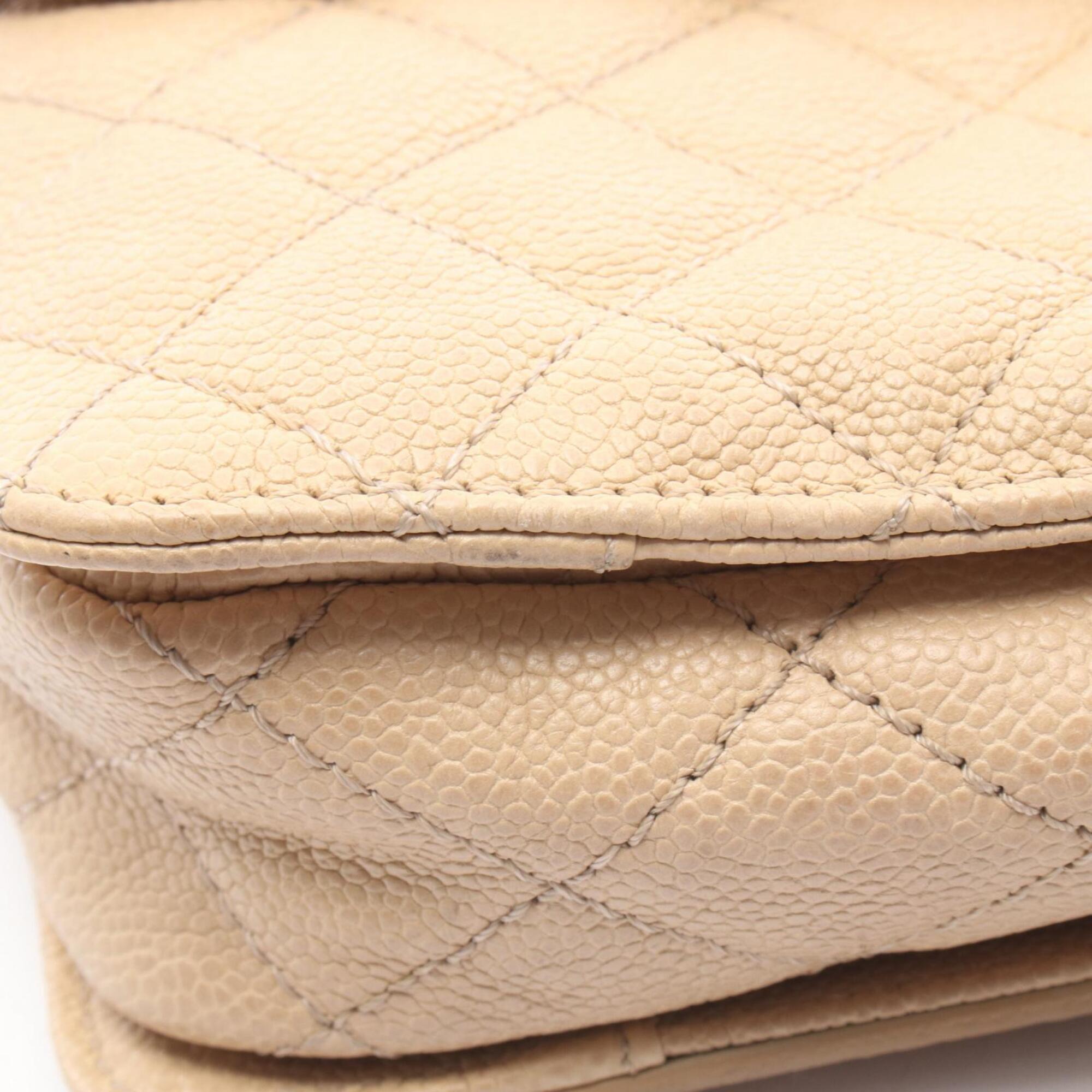 Chanel Beige Grained Calfskin Handbag Shoulder Bag (Pre-Owned)