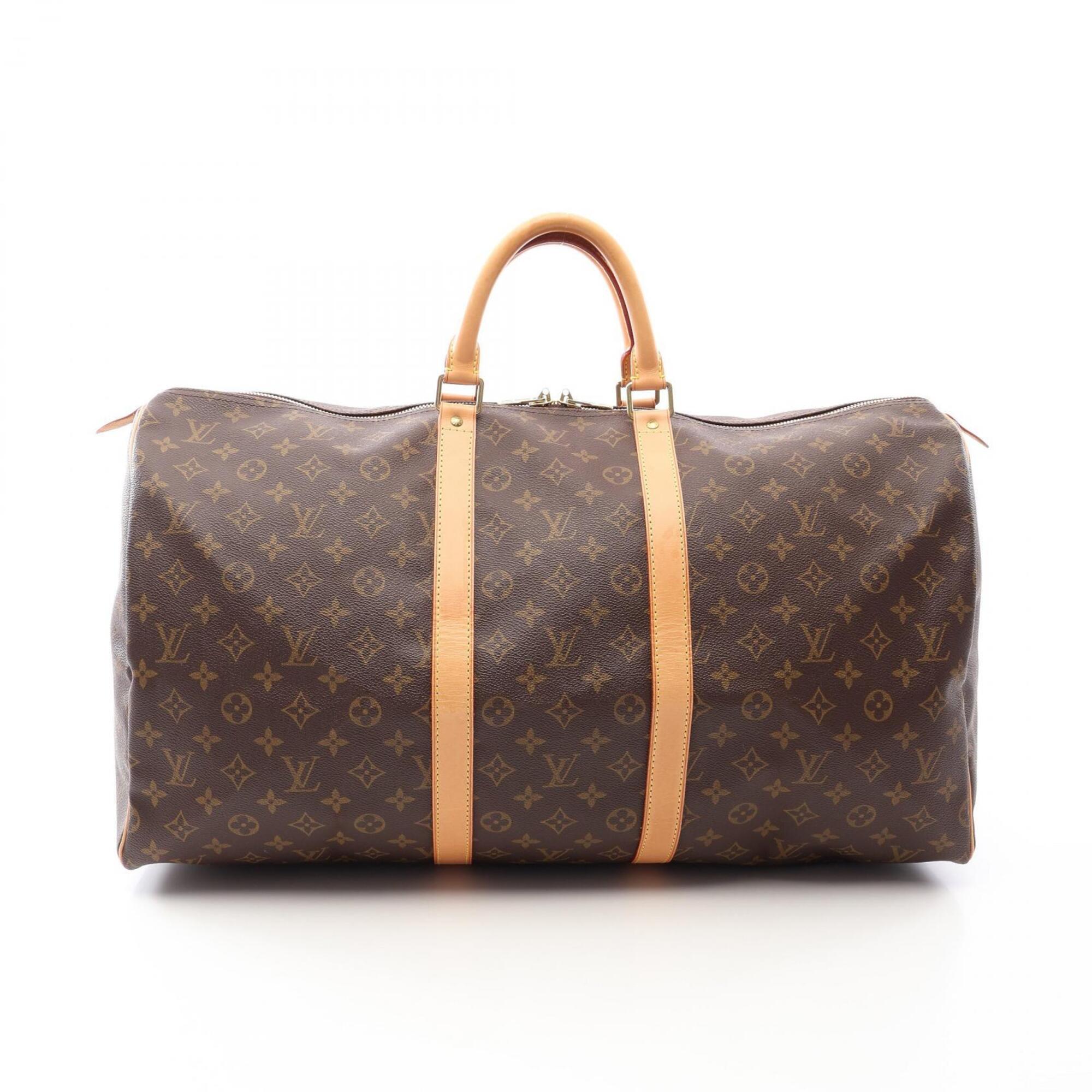 Louis Vuitton Brown Coated Canvas Pvc Monogram Leather Boston Bag Handbag (Pre-Owned)