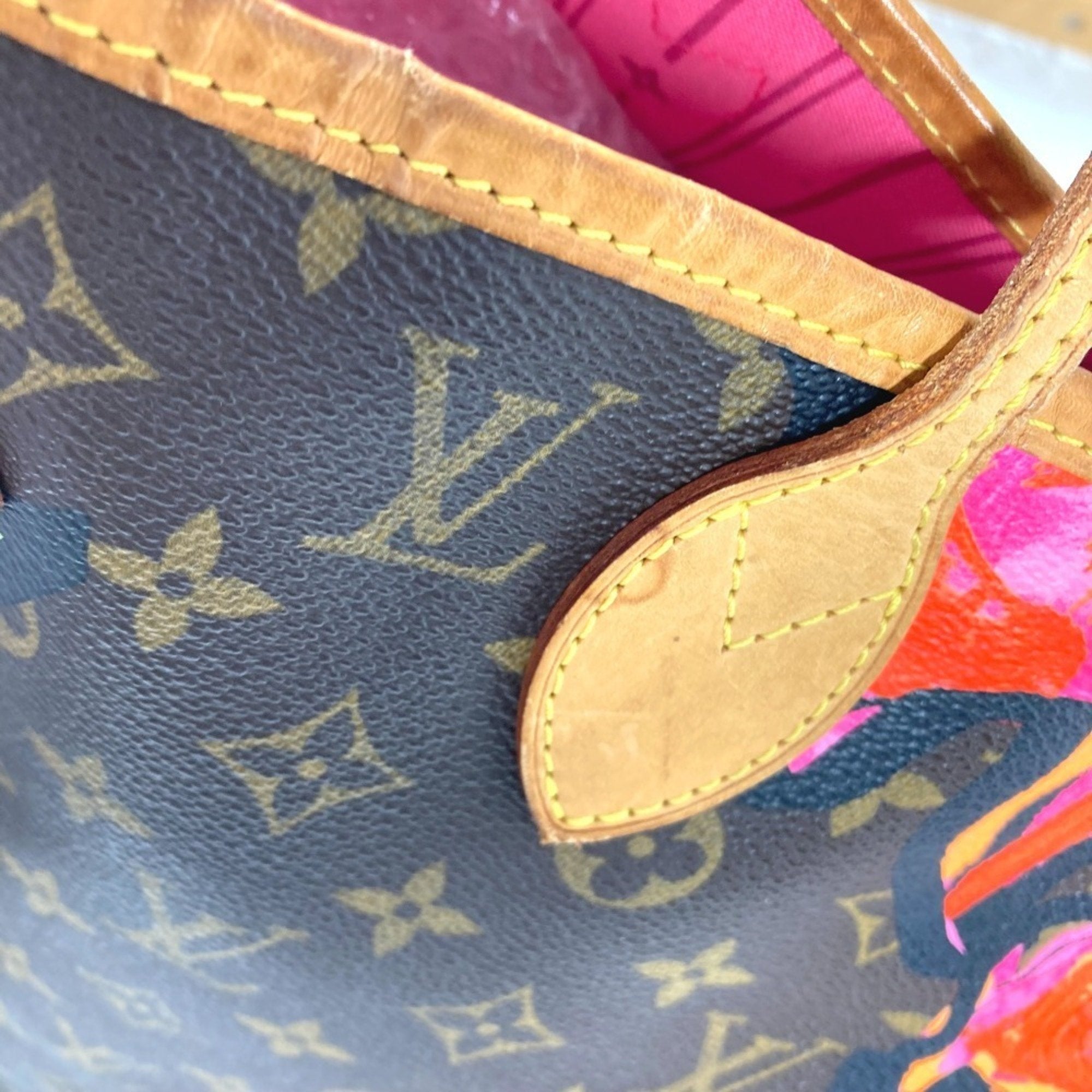 Louis Vuitton Brown Pink Canvas Monogram Shoulder Bag Tote Bag (Pre-Owned)