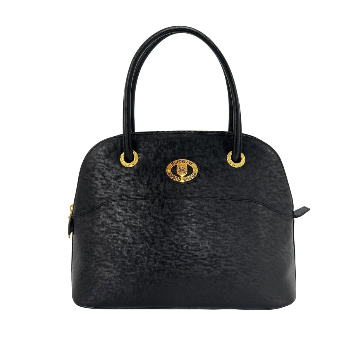 Burberry Black Leather Handbag Tote Bag (Pre-Owned)