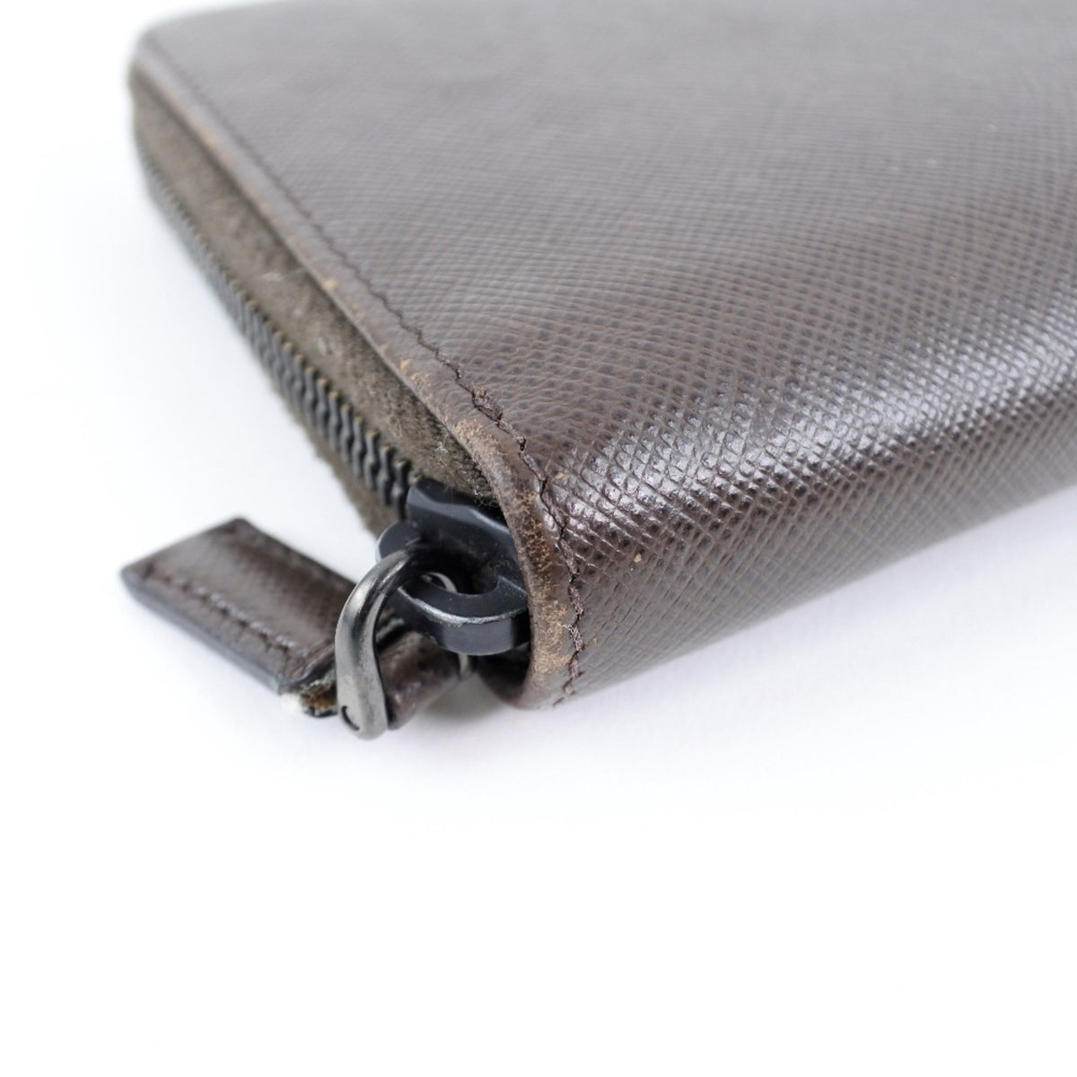 Prada Saffiano Caffe Dark Brown Nero Saffiano Long Wallet (Bi-Fold) (Pre-Owned)