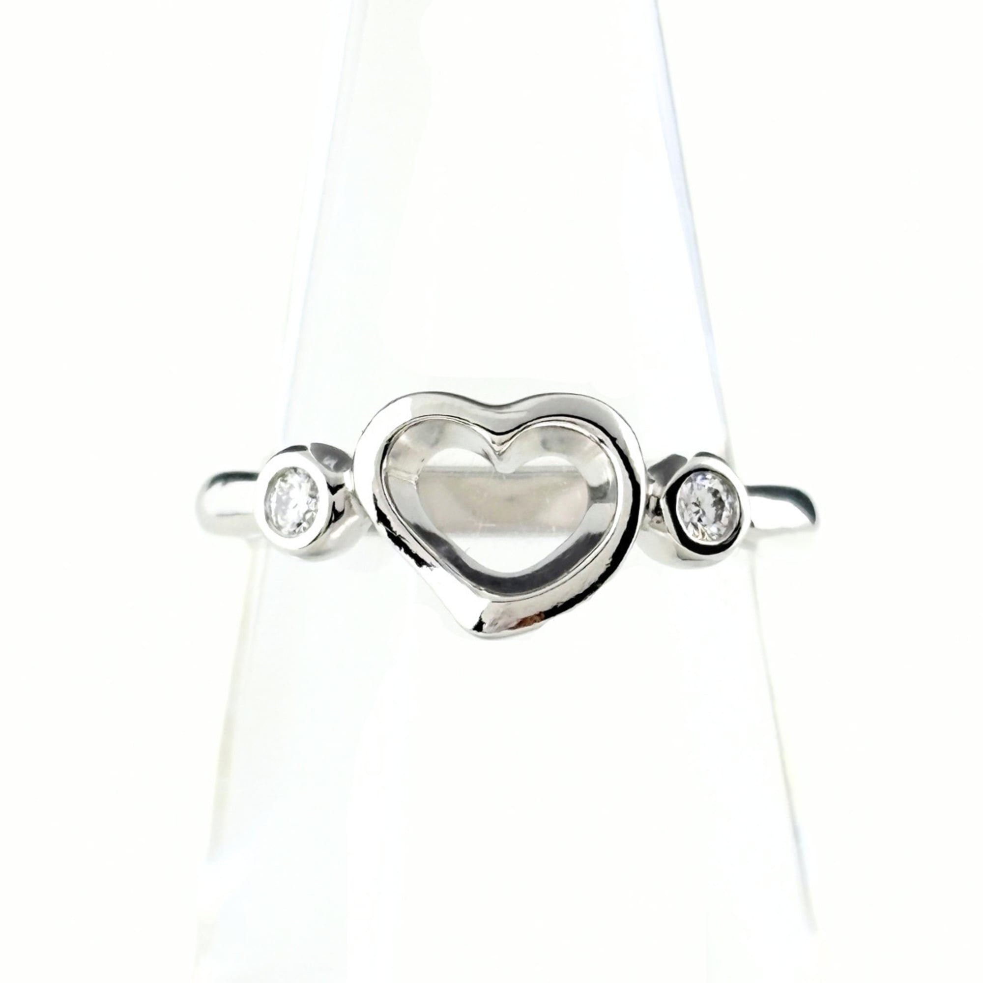 Tiffany Open Heart Silver Platinum 950 Band Ring (Pre-Owned)