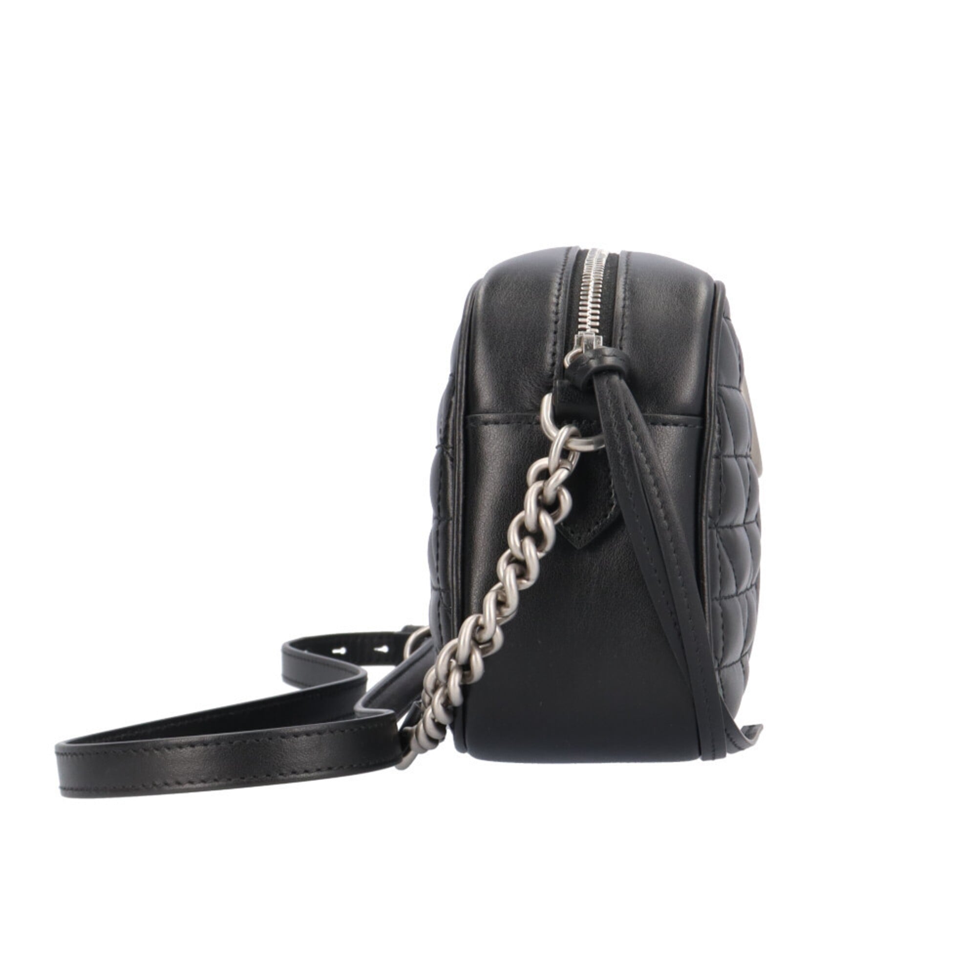 Gucci Gg Marmont Black Leather Handbag Shoulder Bag (Pre-Owned)