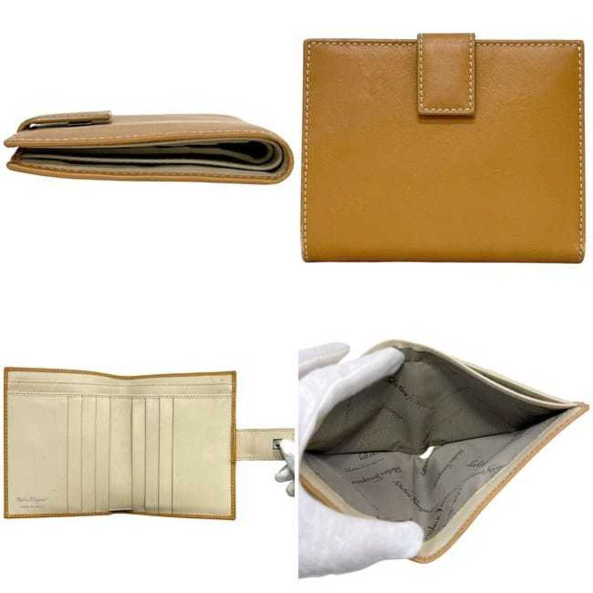 Salvatore Ferragamo Brown Camel Leather Wallet (Bi-Fold) (Pre-Owned)
