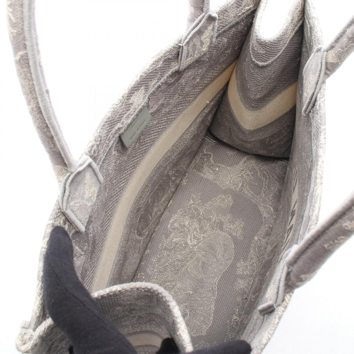 Christian Dior Gray White Canvas Handbag Tote Bag (Pre-Owned)