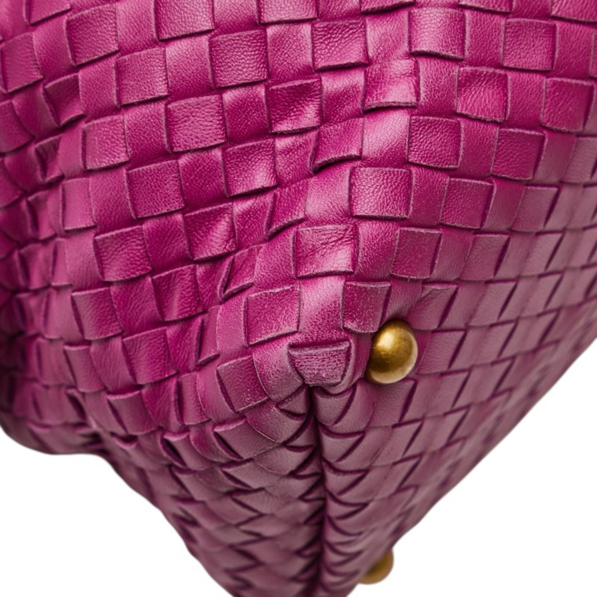 Bottega Veneta Intrecciato Purple Leather Boston Bag Handbag (Pre-Owned)
