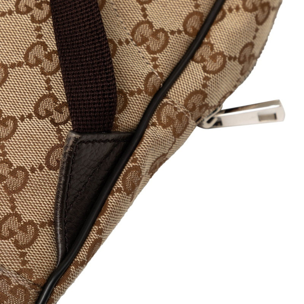 Gucci Beige Brown Canvas Leather Backpack (Pre-Owned)