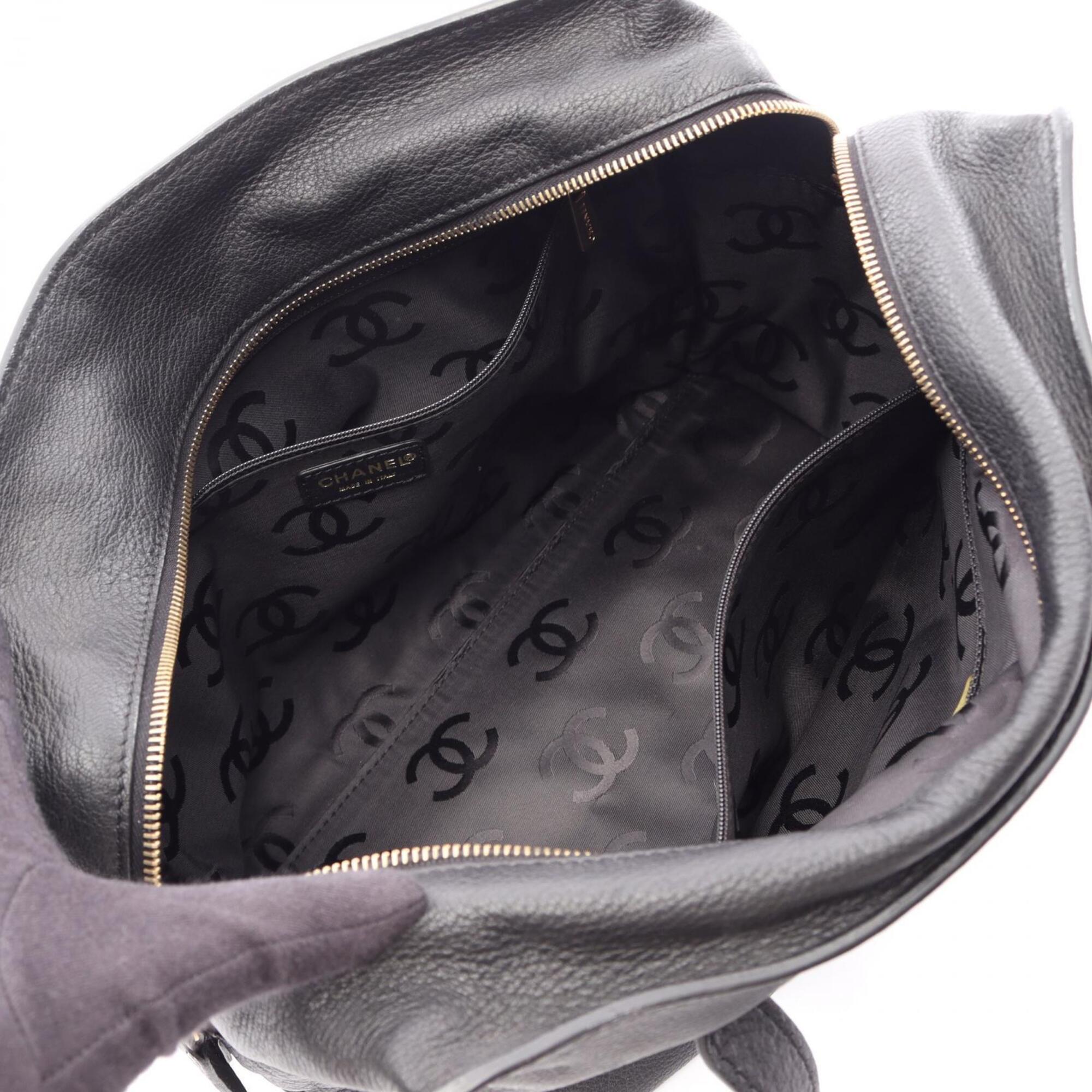 Chanel Black Leather Handbag Tote Bag (Pre-Owned)