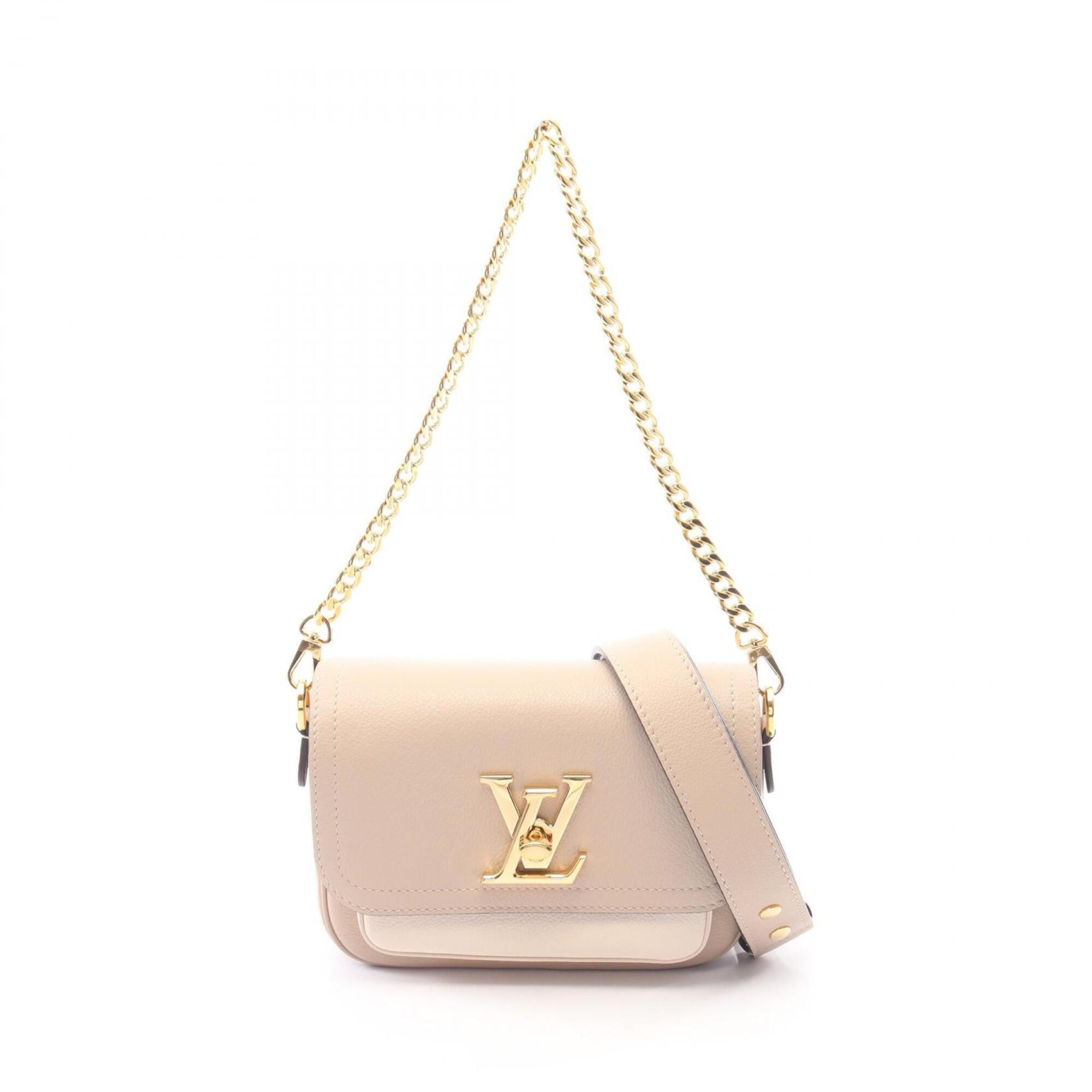 Louis Vuitton Beige Grayish White Leather Handbag (Pre-Owned)