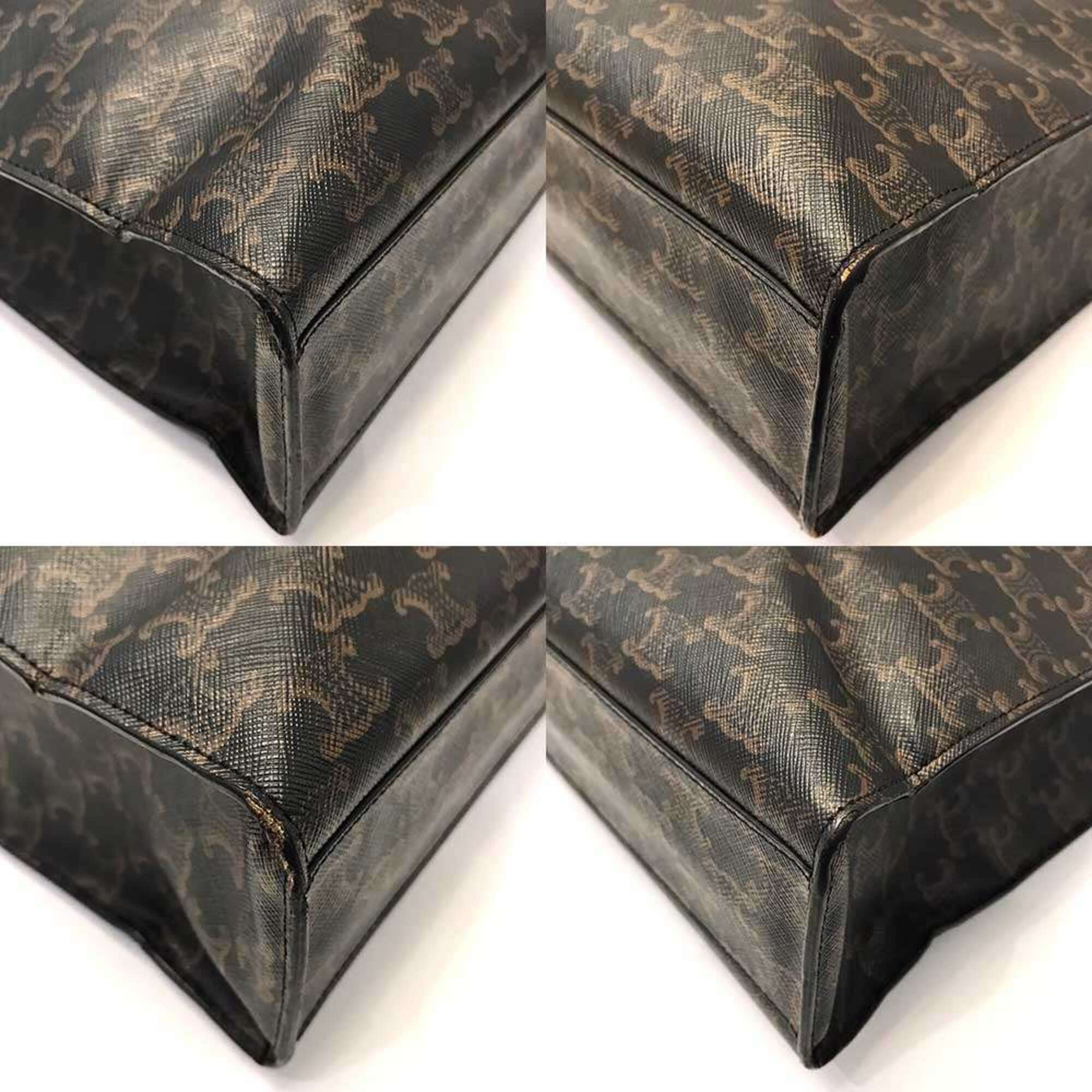 Celine Black Brown Coated Canvas Leather Tote Bag (Pre-Owned)