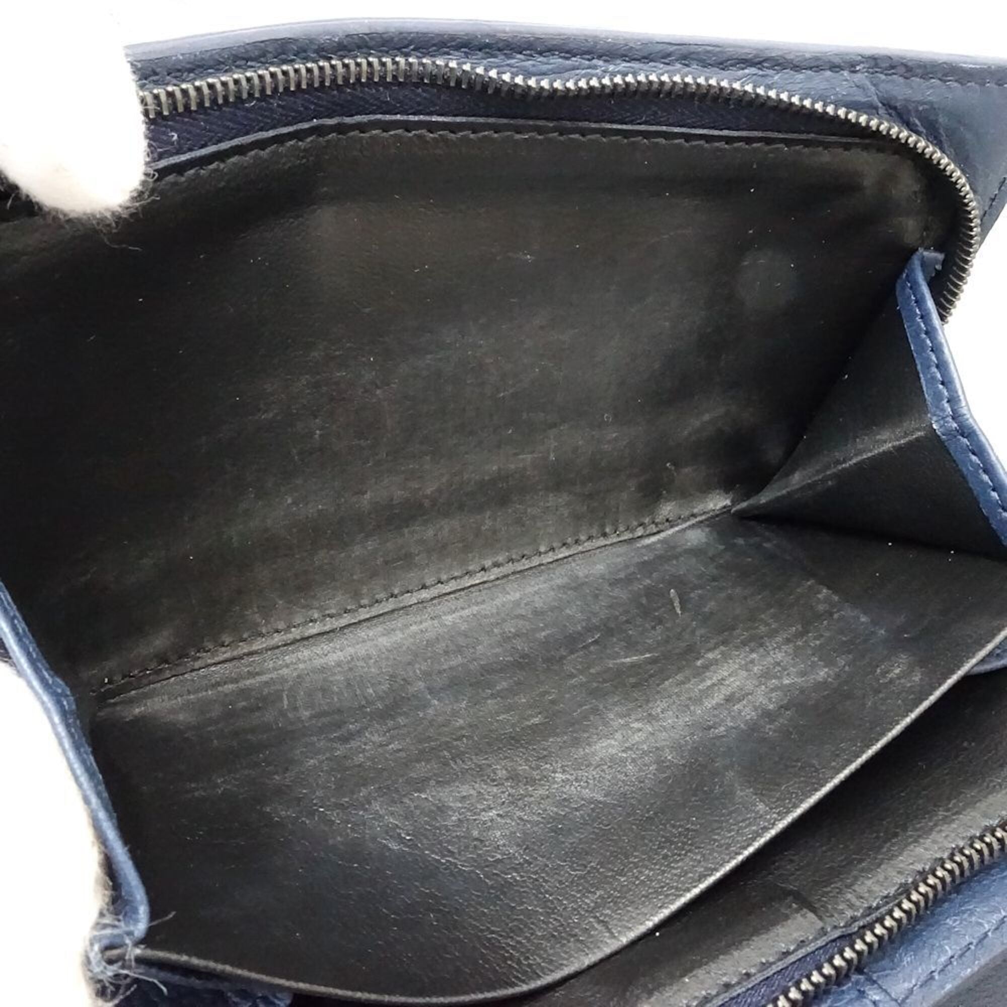 Bottega Veneta Intrecciato Navy Leather Wallet (Bi-Fold) (Pre-Owned)