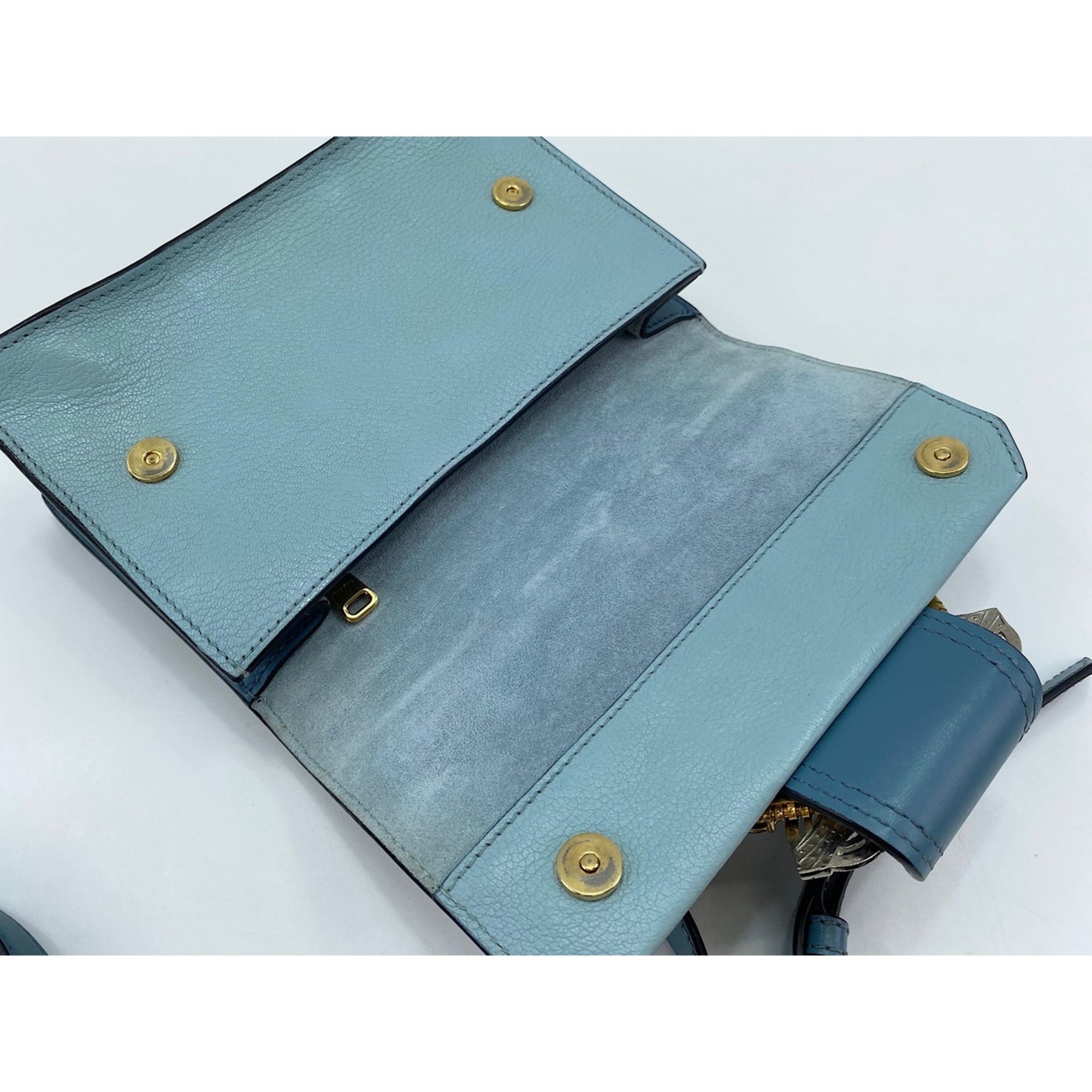 Miu Miu Blue Leather Shoulder Bag (Pre-Owned)