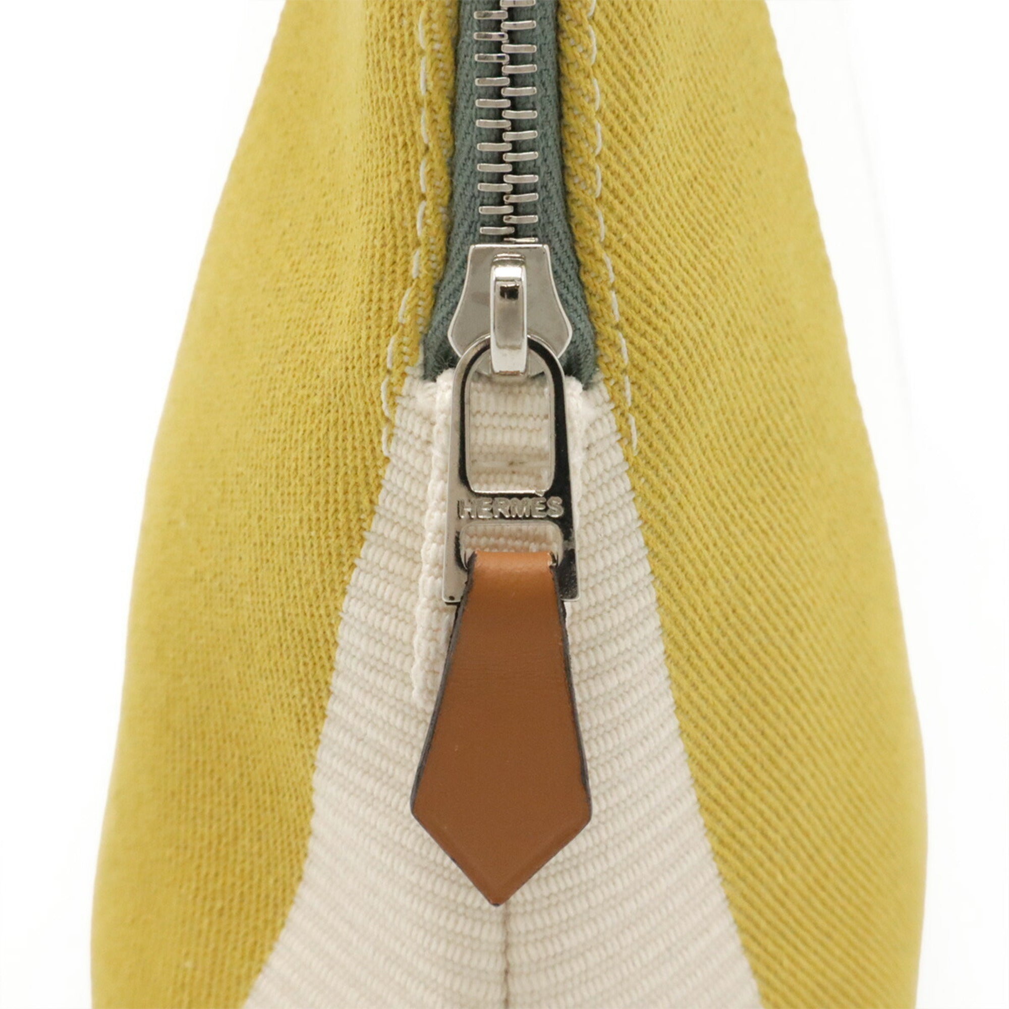 Hermes Green Canvas Leather Pouch (Pre-Owned)
