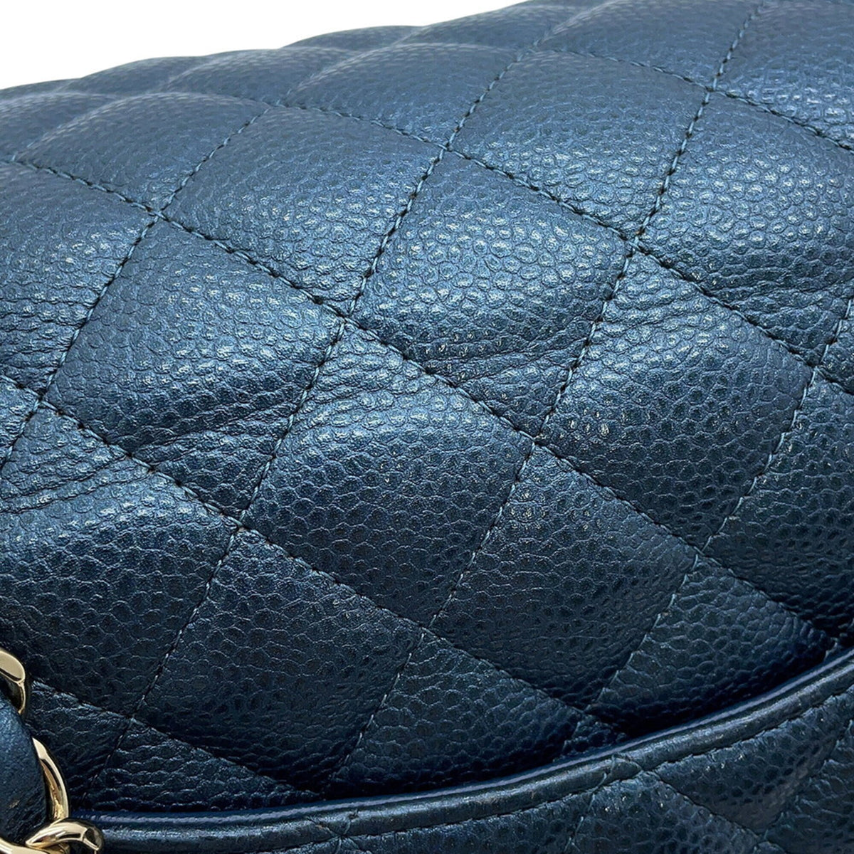 Chanel Metallic Blue Grained Calfskin Handbag Shoulder Bag (Pre-Owned)