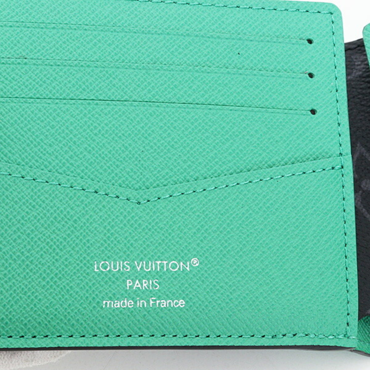 Louis Vuitton Monogram Eclipse Green Monogram Eclipse Leather Wallet (Bi-Fold) (Pre-Owned)