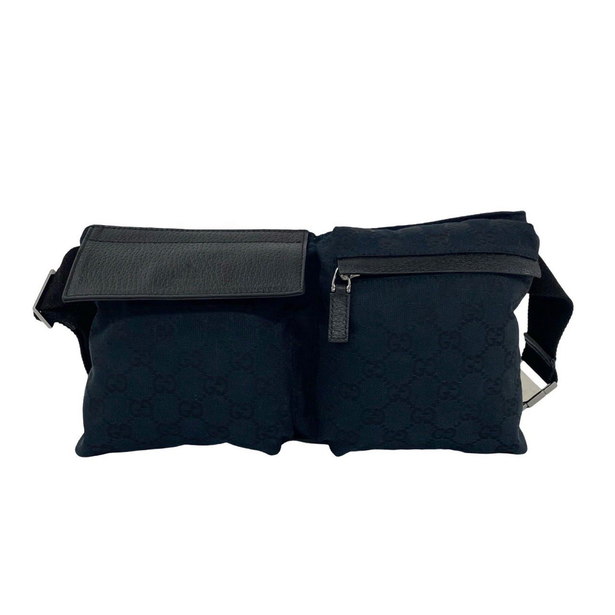 Gucci Black Canvas Leather Pouch Shoulder Bag Sling Bag (Pre-Owned)