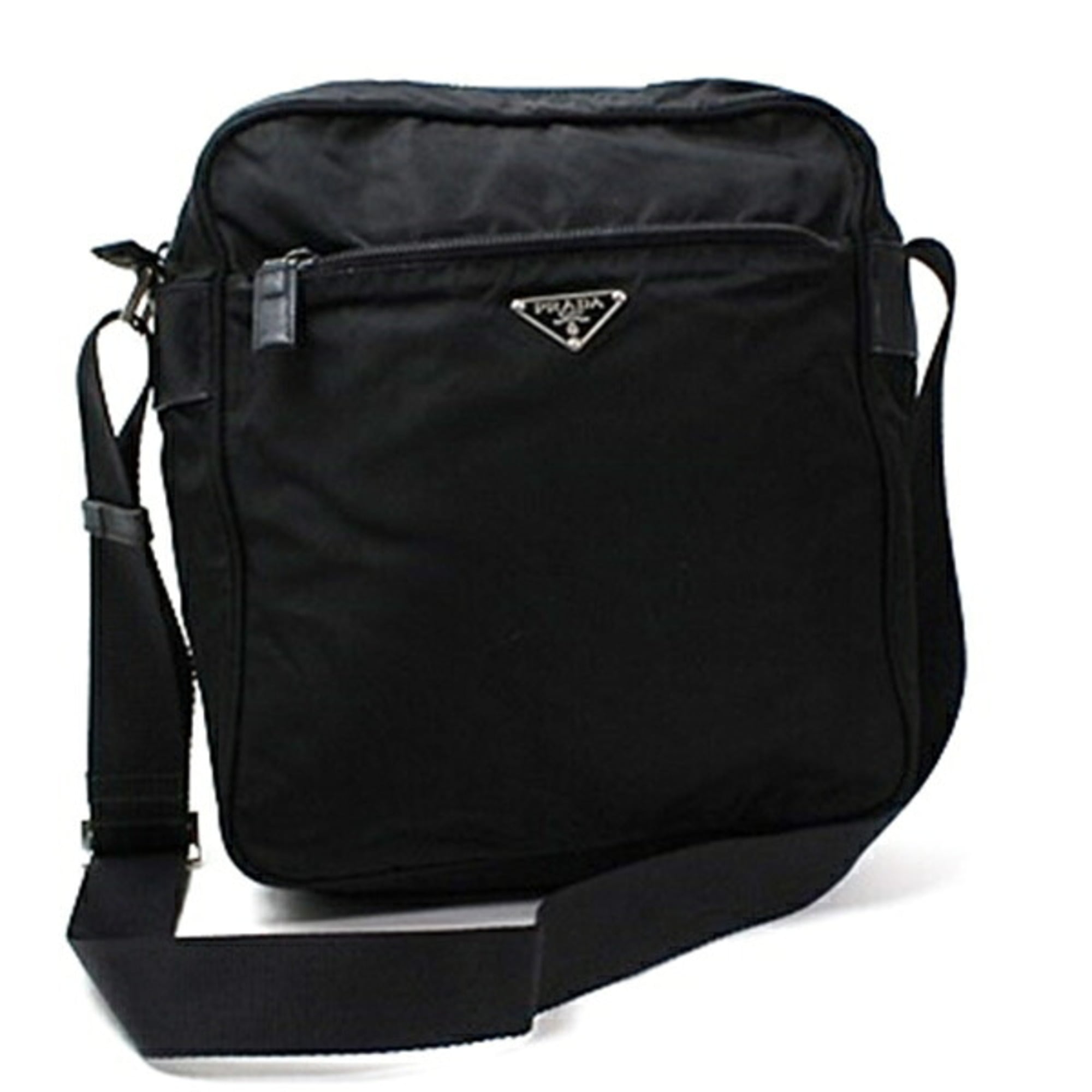 Prada Black White Nylon Shoulder Bag (Pre-Owned)