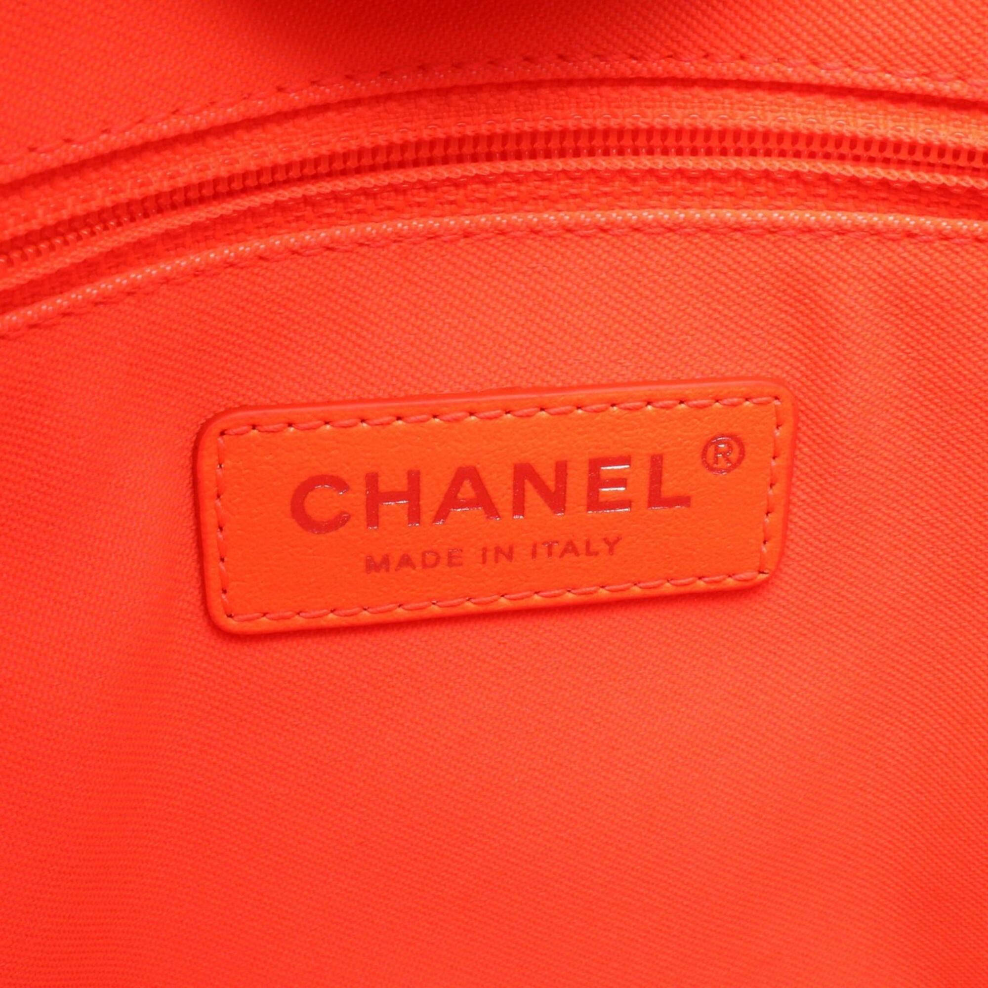 Chanel Blue Red Color Canvas Leather Handbag Tote Bag (Pre-Owned)