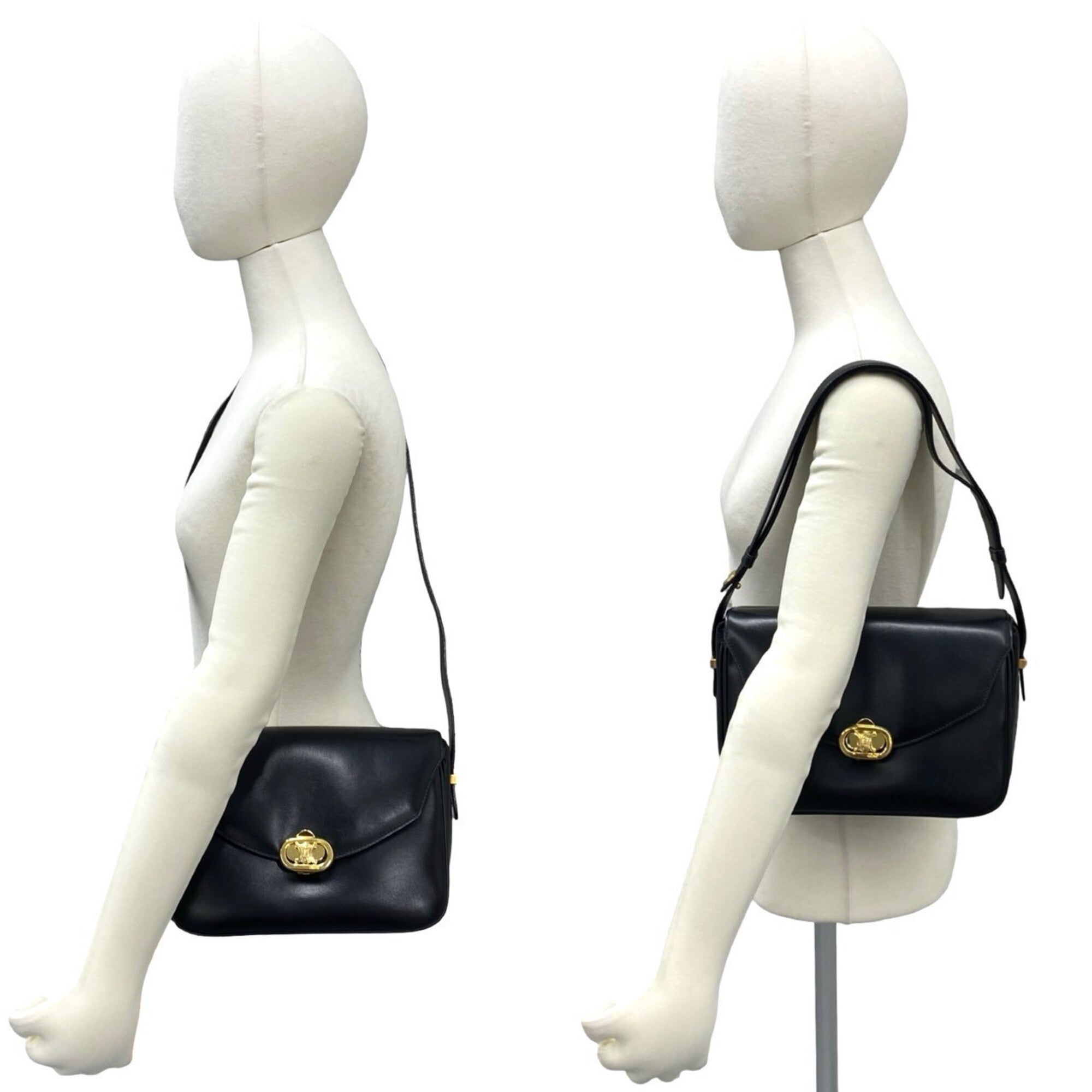 Celine Black Leather Pochette Shoulder Bag (Pre-Owned)
