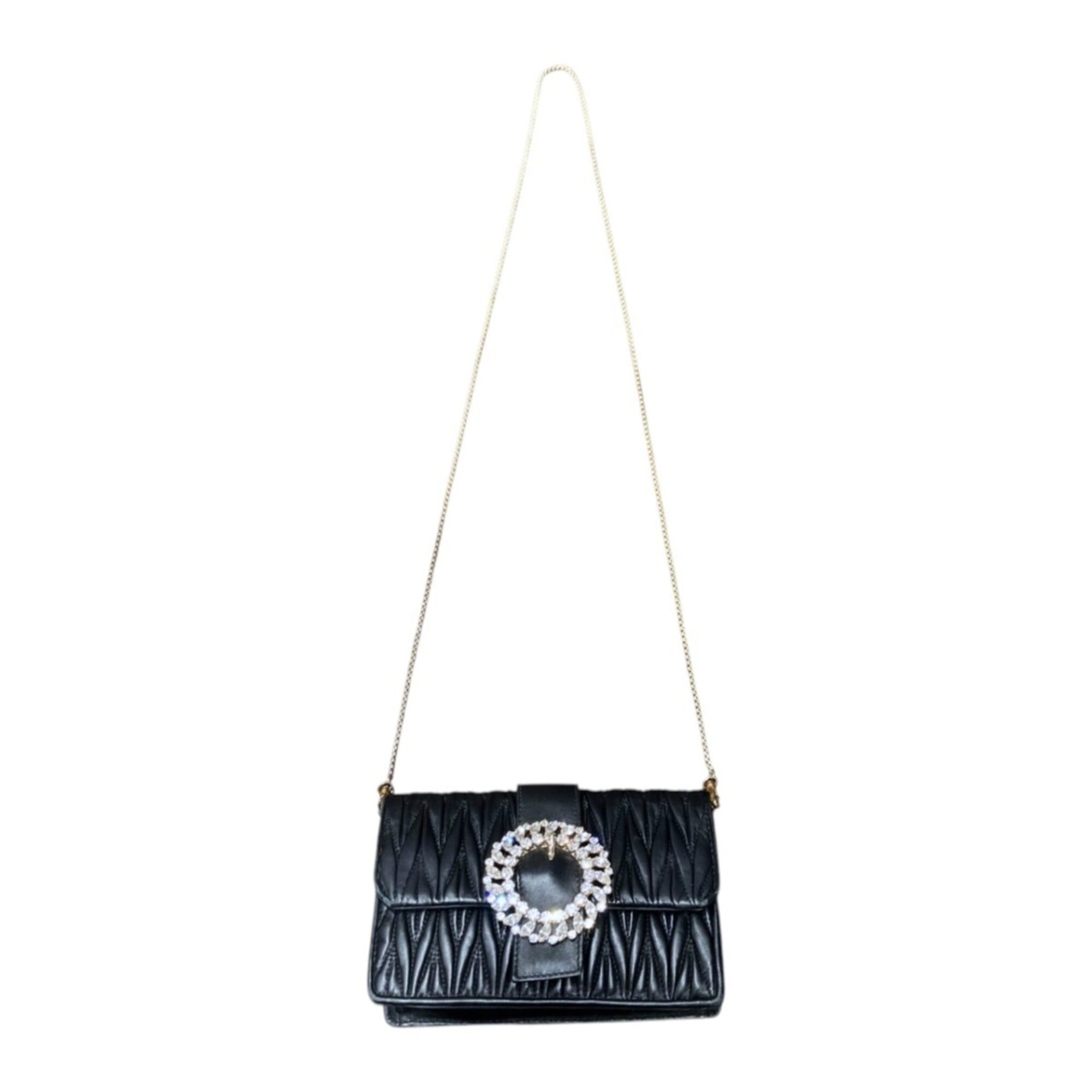 Miu Miu Brown Leather Metal Shoulder Bag (Pre-Owned)