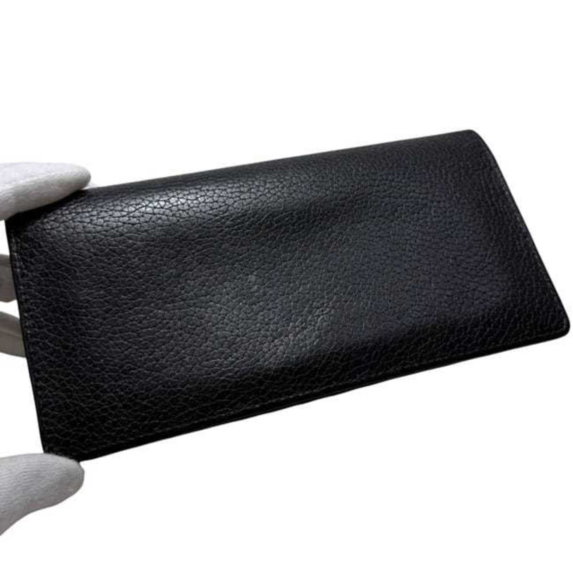 Louis Vuitton Black Noir Leather Long Wallet (Bi-Fold) (Pre-Owned)