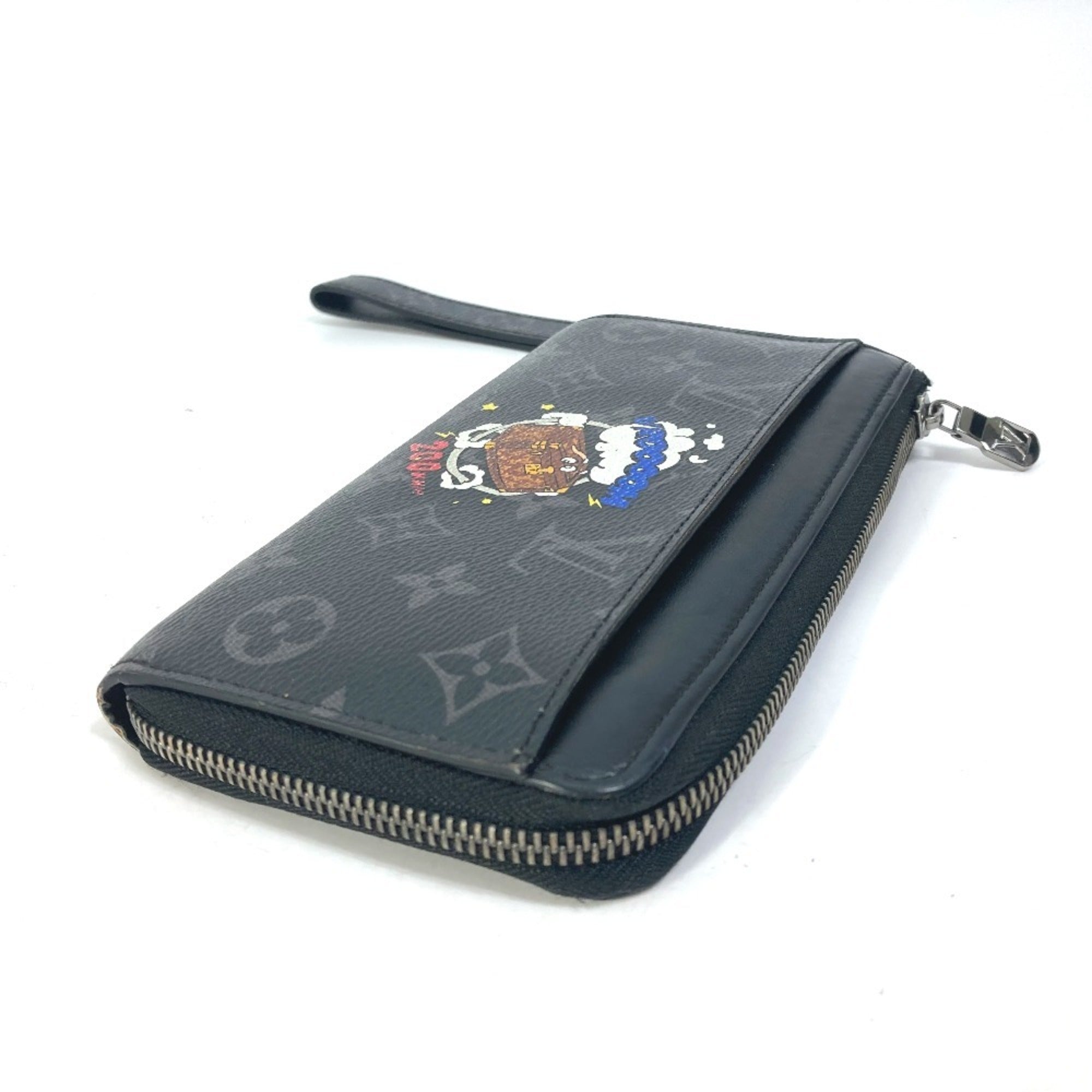 Louis Vuitton Monogram Eclipse Black Blue Monogram Eclipse Long Wallet (Bi-Fold) (Pre-Owned)