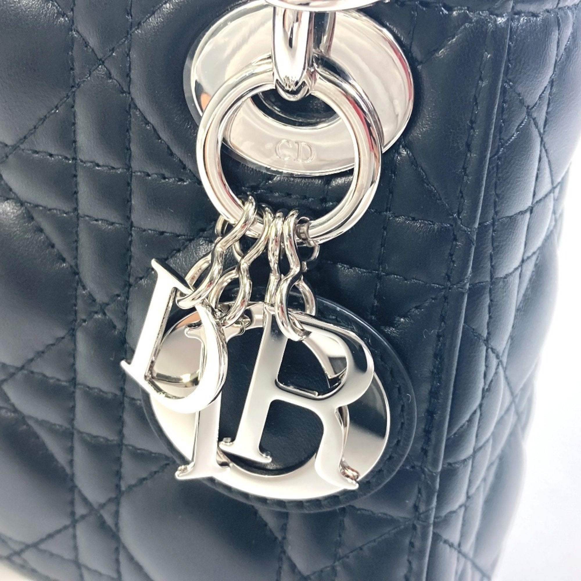 Christian Dior Lady Dior Black Leather Shoulder Bag (Pre-Owned)