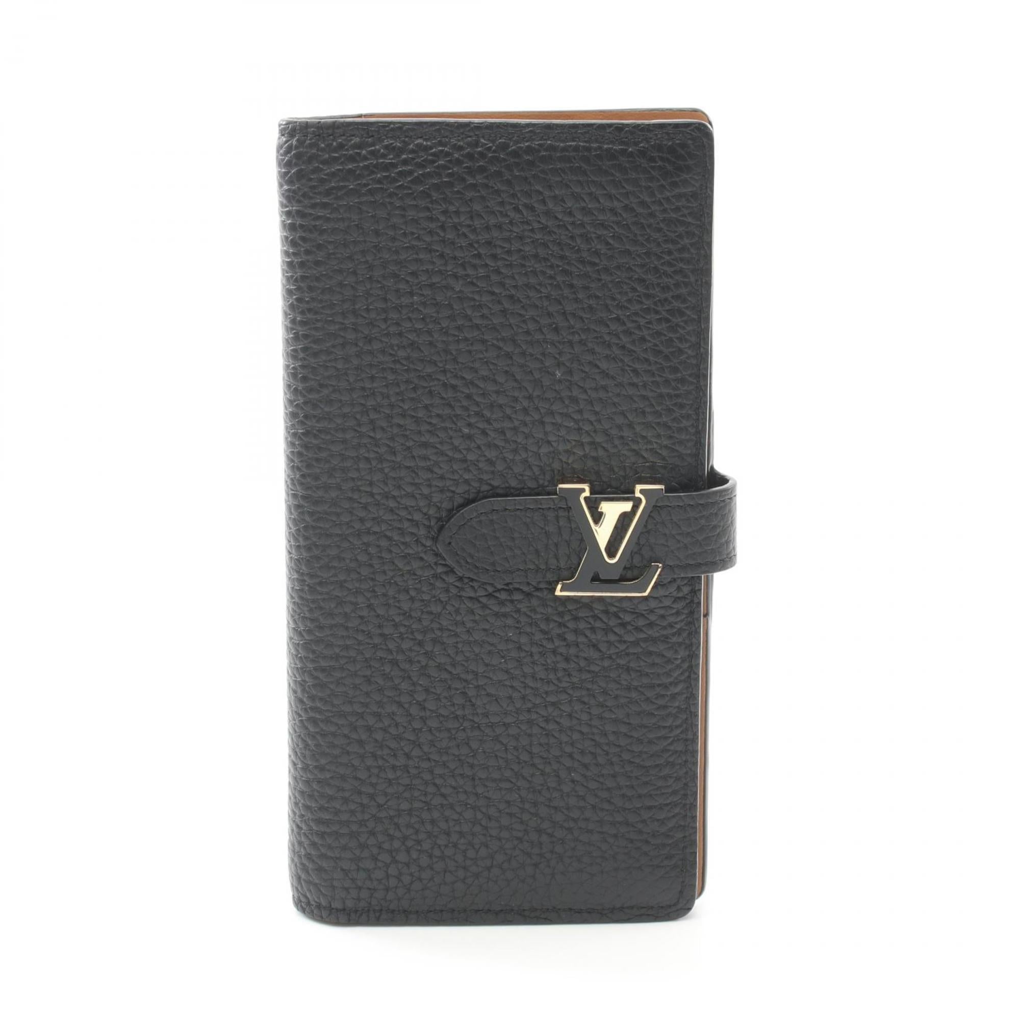Louis Vuitton Black Leather Long Wallet (Bi-Fold) (Pre-Owned)