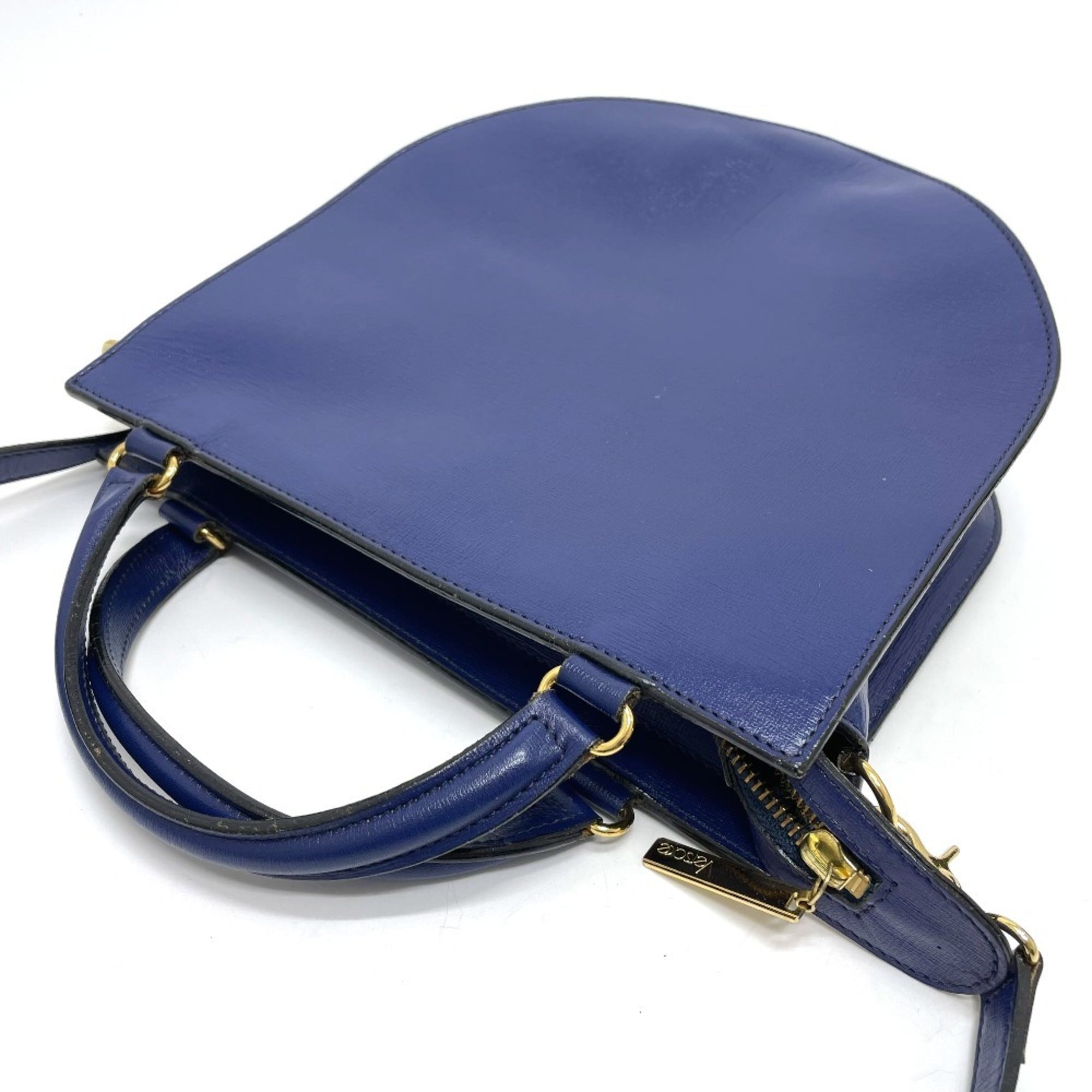 Versace Blue Leather Handbag Shoulder Bag (Pre-Owned)