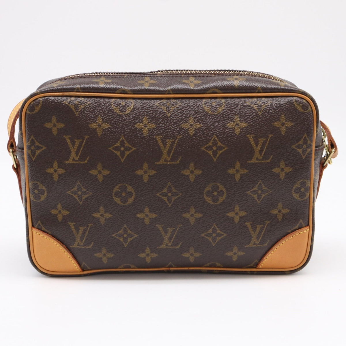 Louis Vuitton Beige Brown Monogram Coated Canvas Leather Shoulder Bag (Pre-Owned)