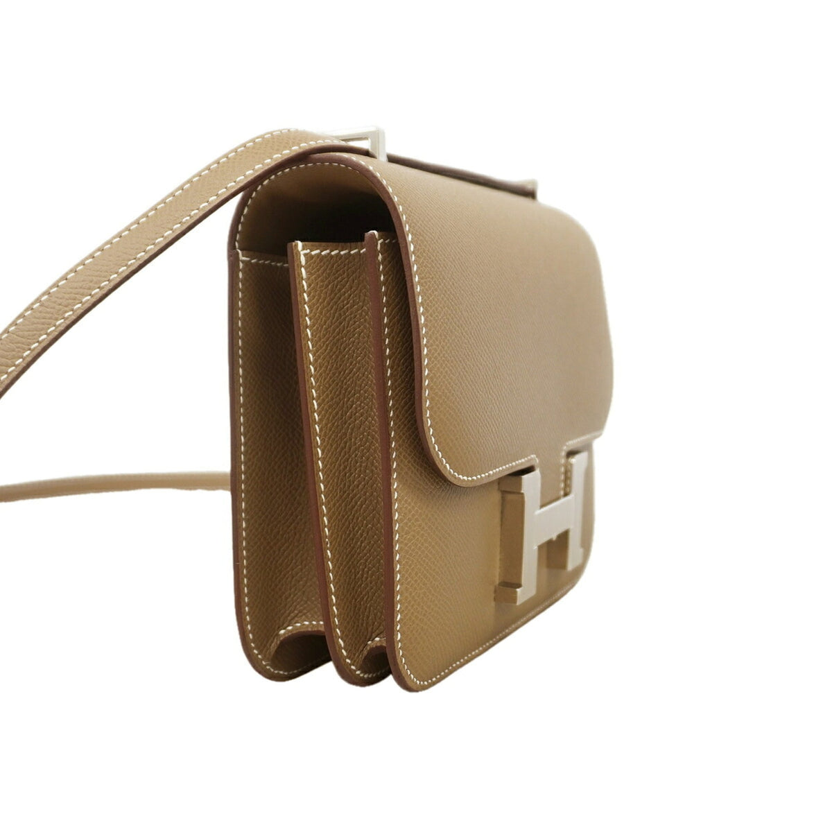 Hermes Etoupe Gray Leather Shoulder Bag (Pre-Owned)