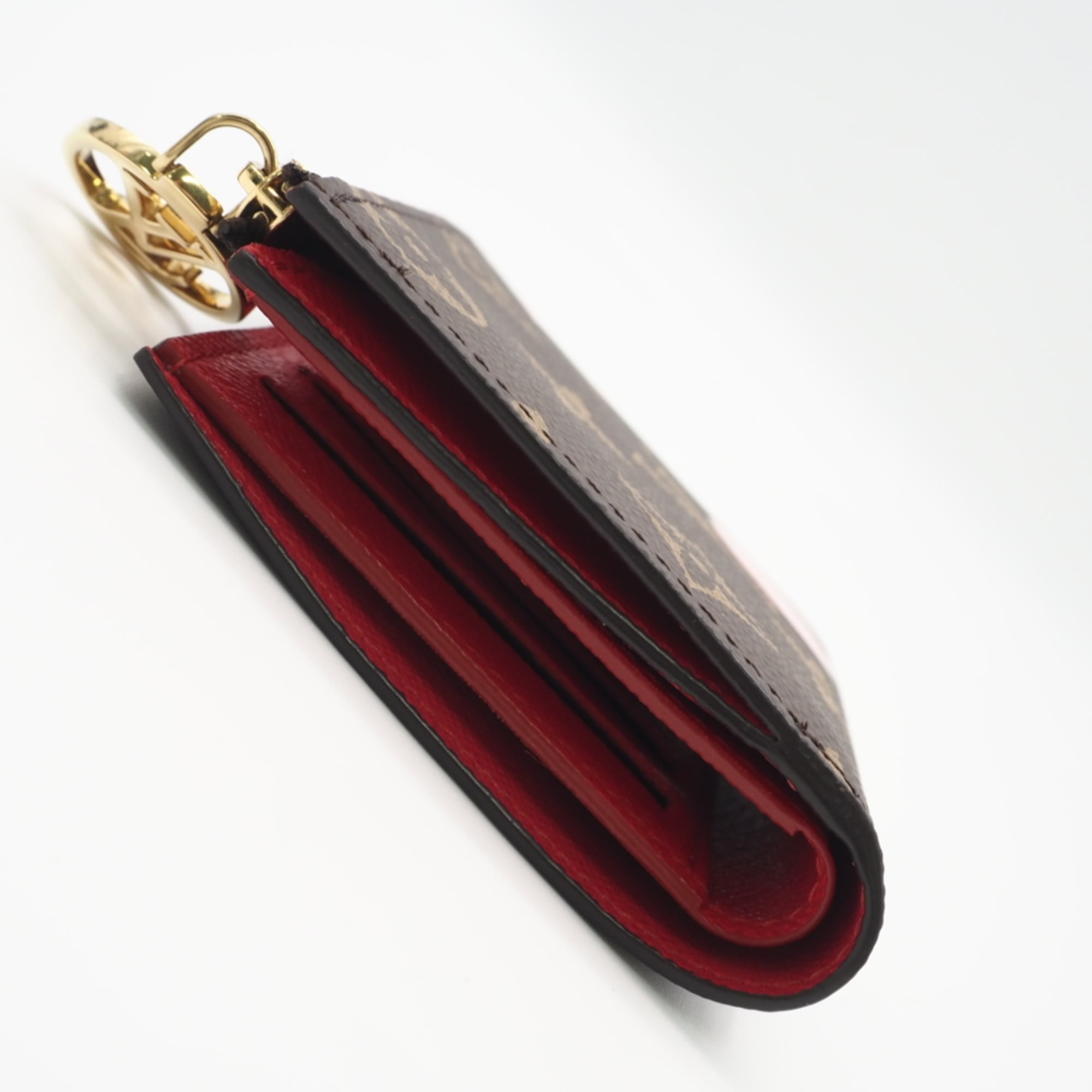 Louis Vuitton Beige Brown Red Color Coated Canvas Leather Wallet (Bi-Fold) (Pre-Owned)