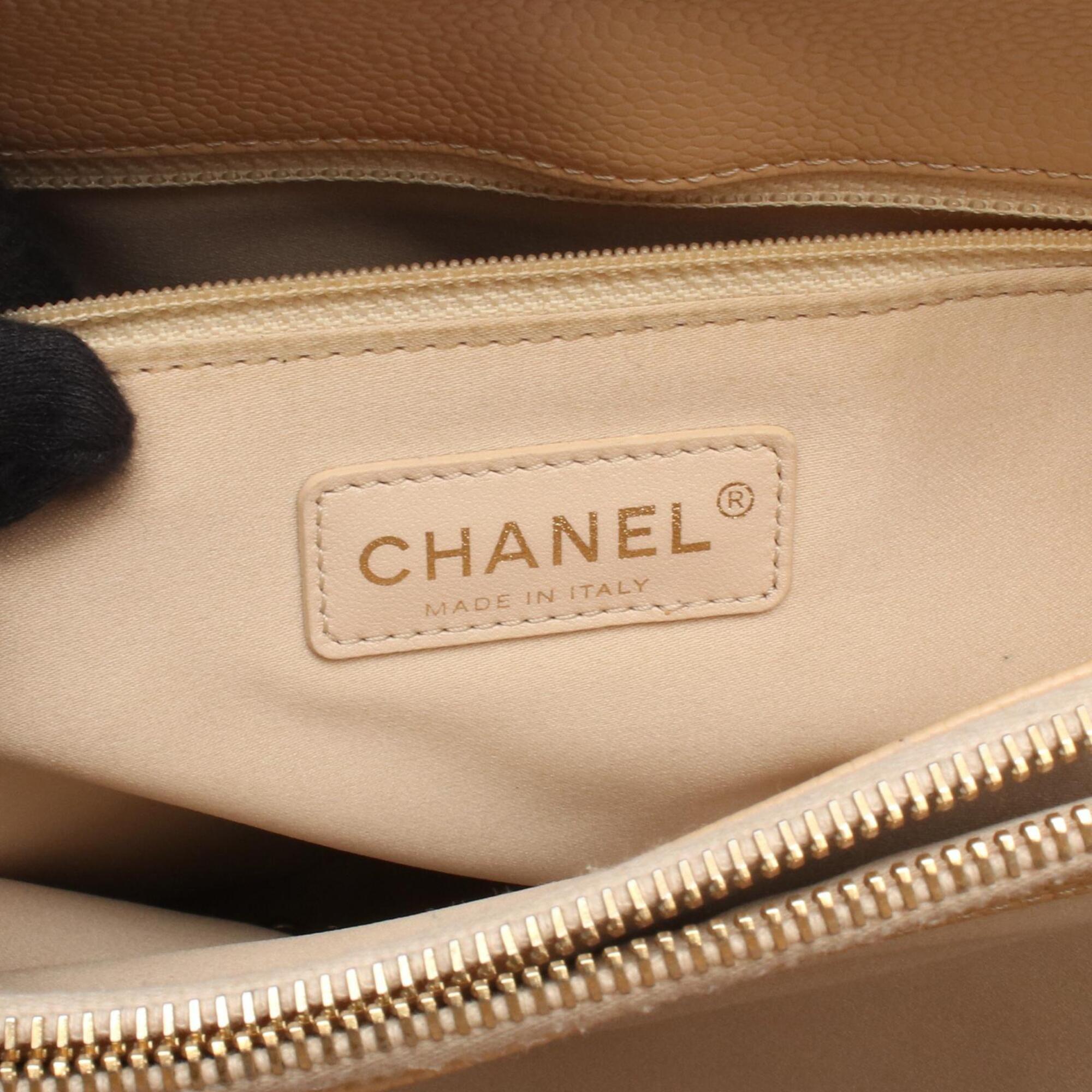 Chanel Beige Grained Calfskin Handbag Tote Bag (Pre-Owned)