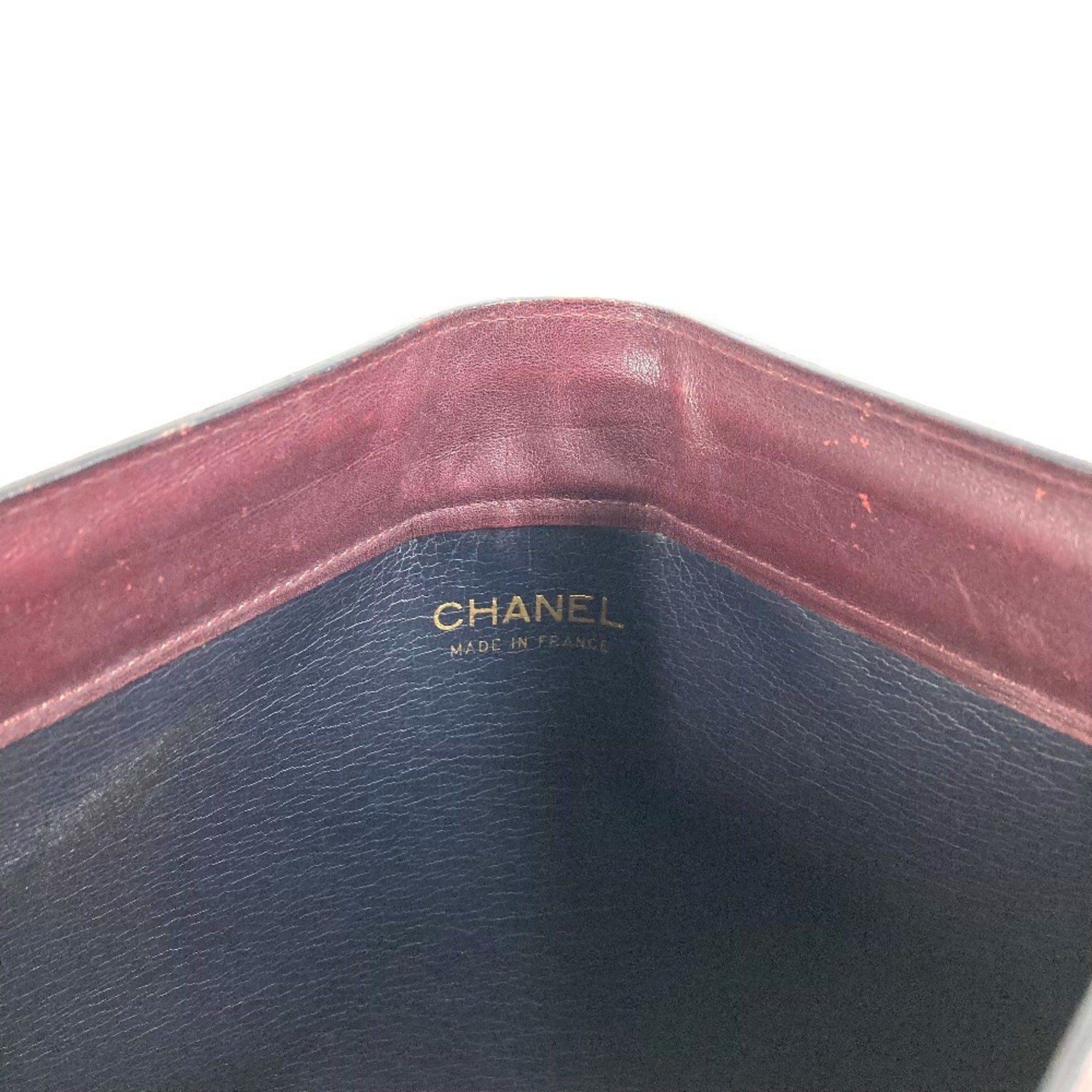 Chanel Wine Leather Clutch Bag Handbag Pouch (Pre-Owned)