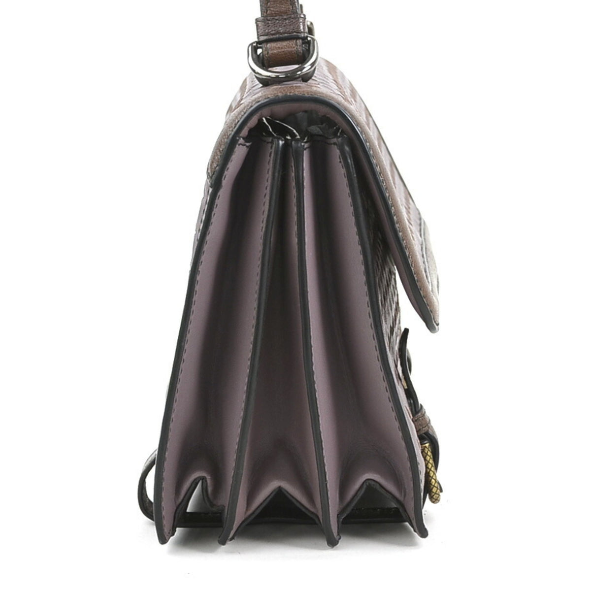 Bottega Veneta Intrecciato Purple Brown Leather Shoulder Bag (Pre-Owned)