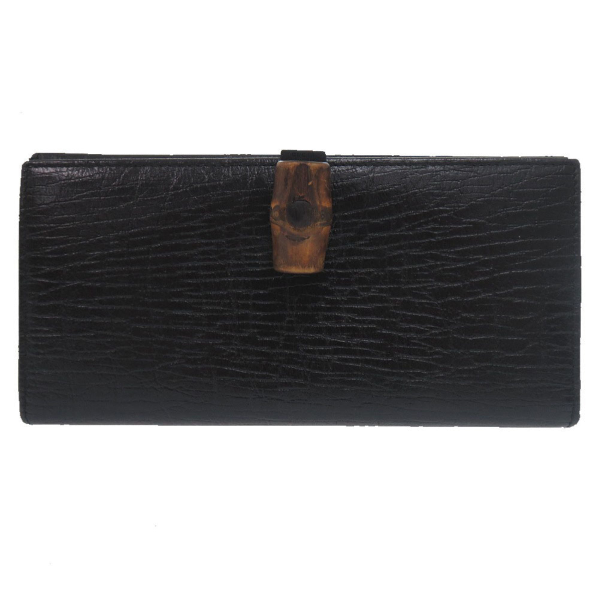 Gucci Black Brown Leather Long Wallet (Bi-Fold) (Pre-Owned)