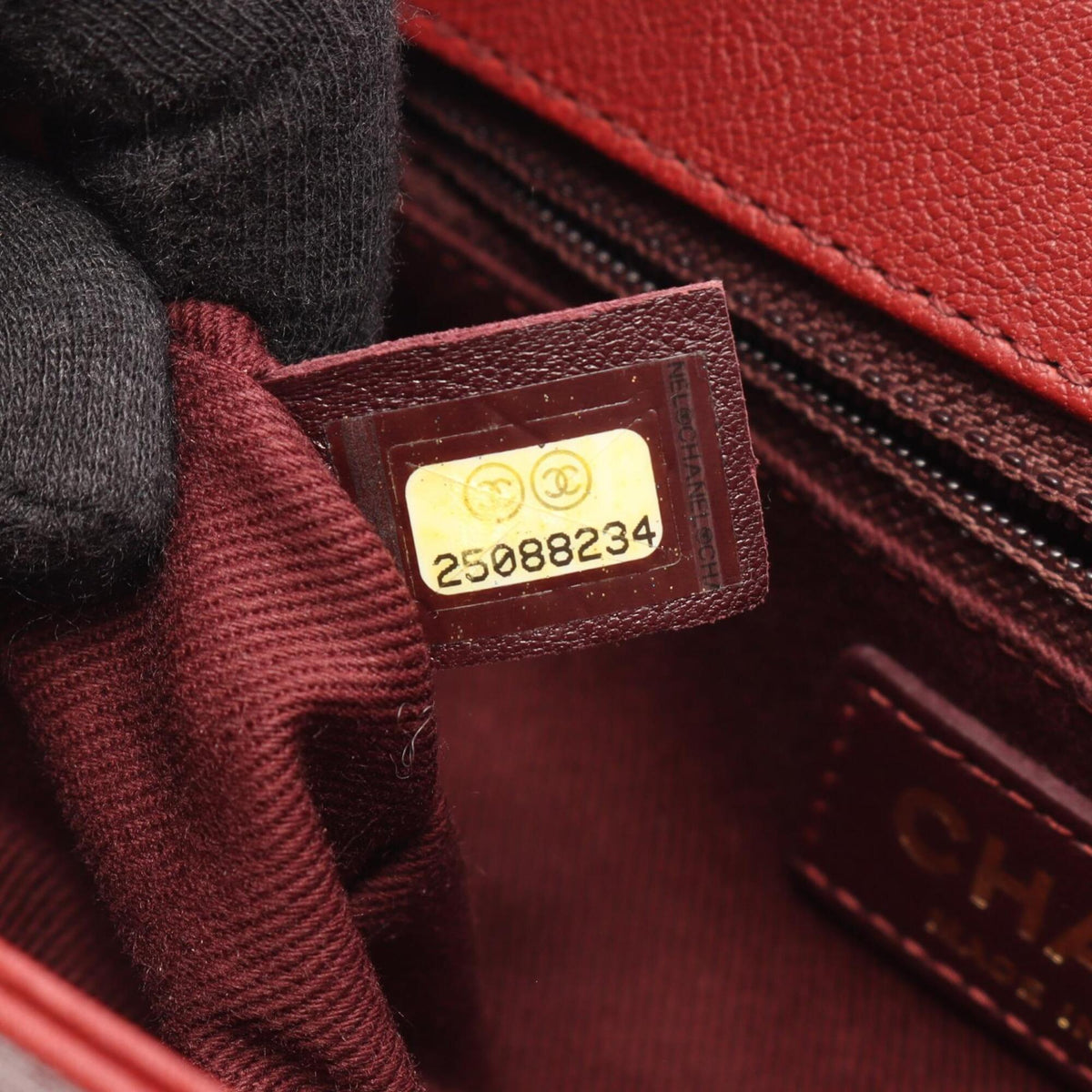 Chanel Bordeaux Leather Handbag Shoulder Bag (Pre-Owned)