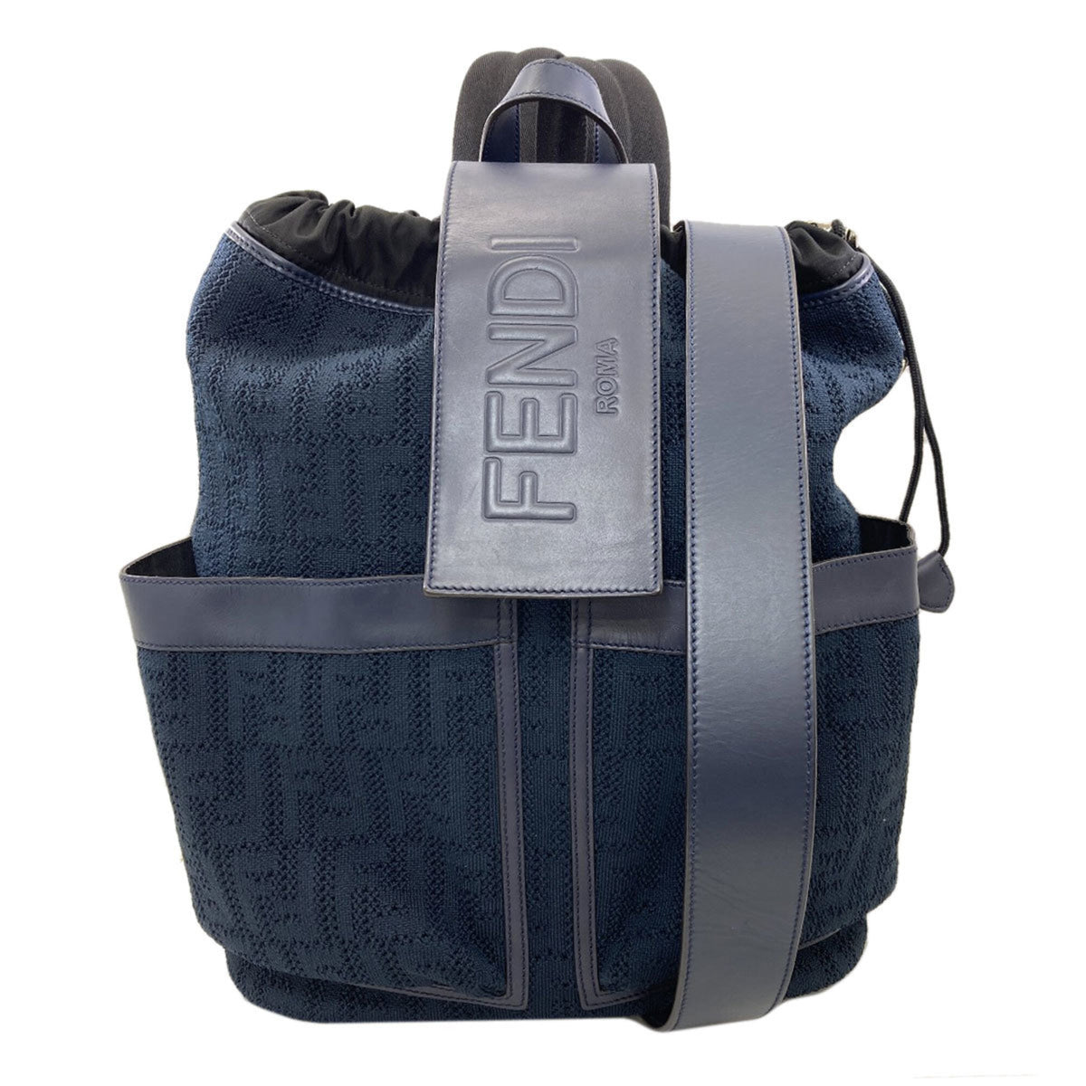 Fendi Black Navy Canvas Backpack (Pre-Owned)