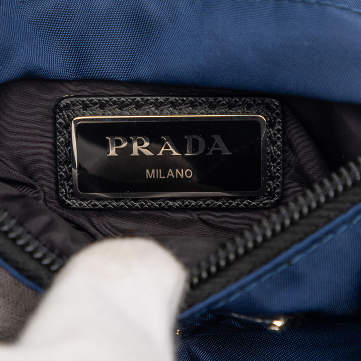 Prada Navy Black Nylon Shoulder Bag (Pre-Owned)