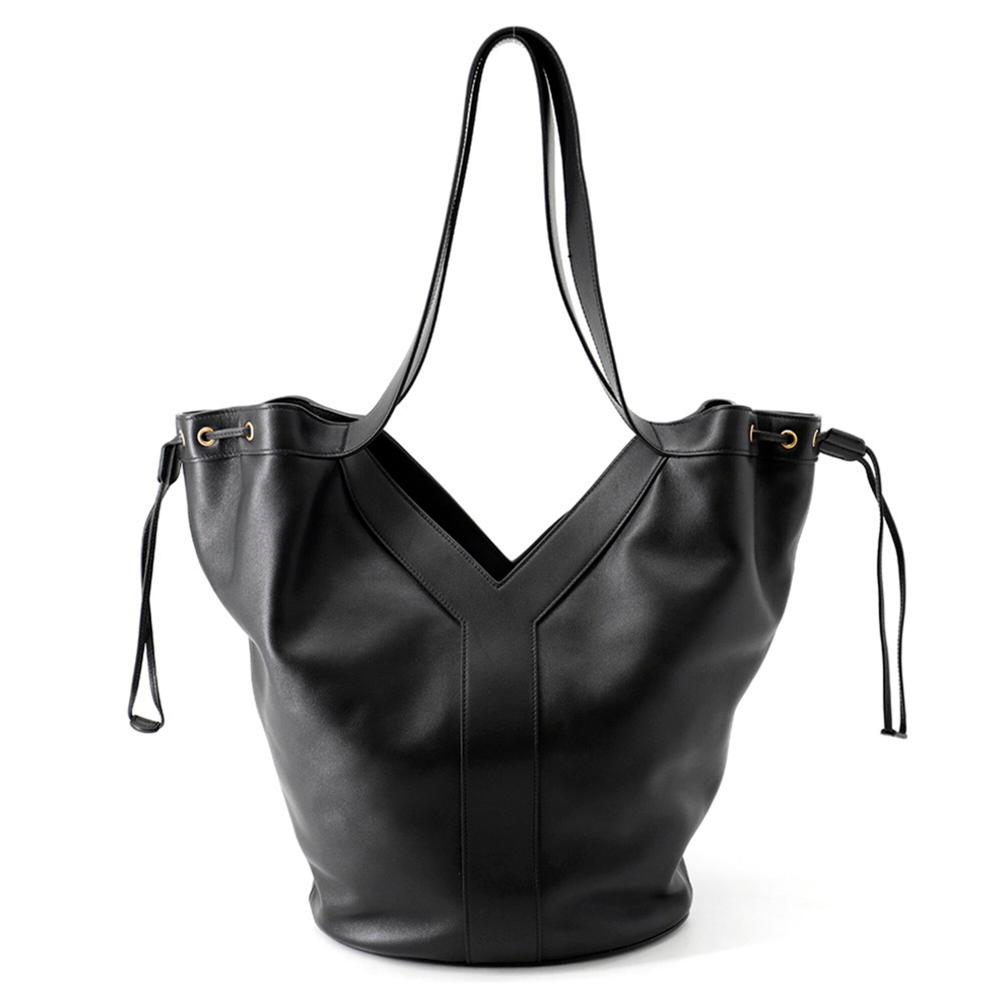 Yves Saint Laurent Black Leather Handbag Tote Bag (Pre-Owned)