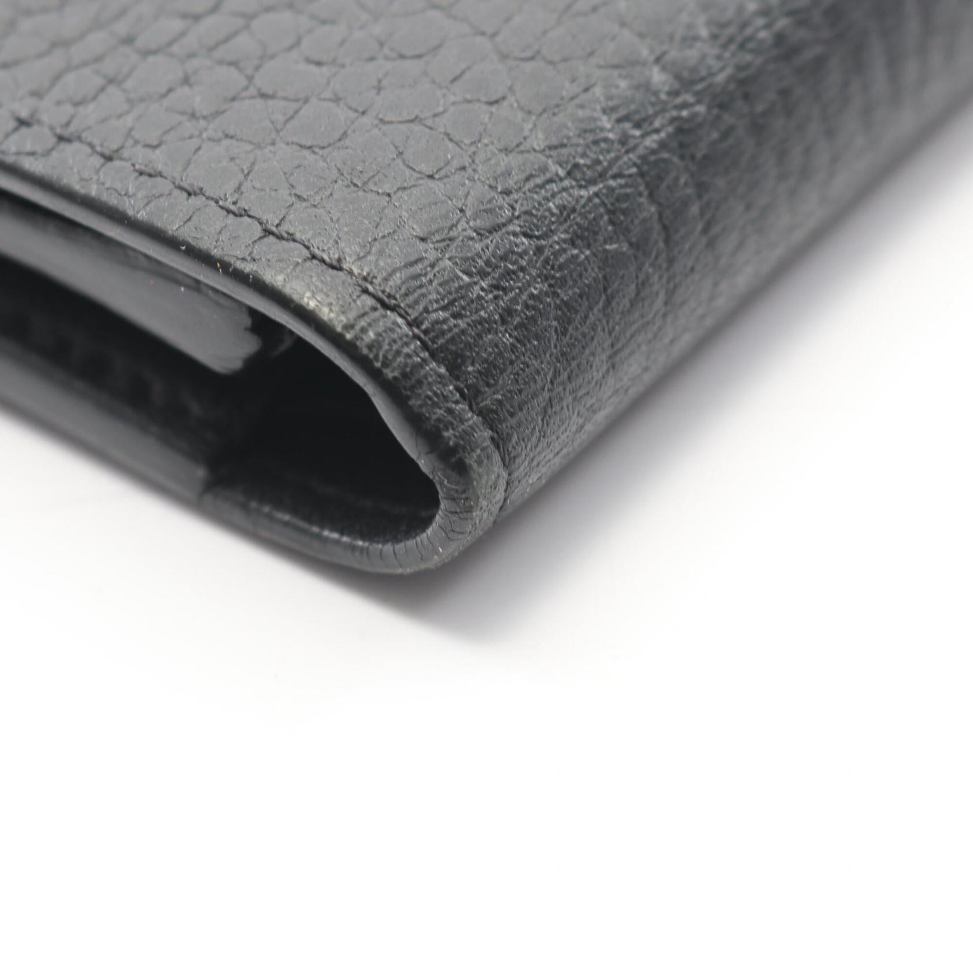 Louis Vuitton Black Leather Wallet (Tri-Fold) (Pre-Owned)