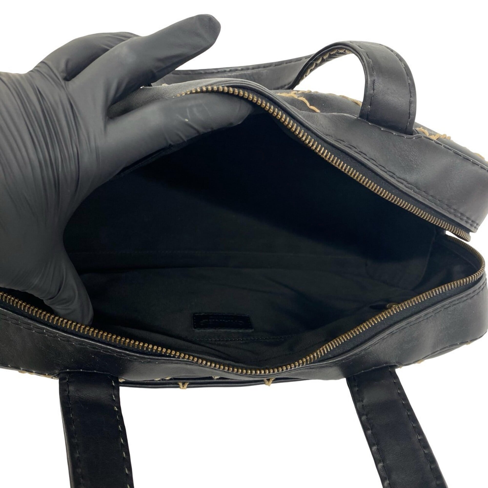 Chanel Black Leather Boston Bag Handbag (Pre-Owned)