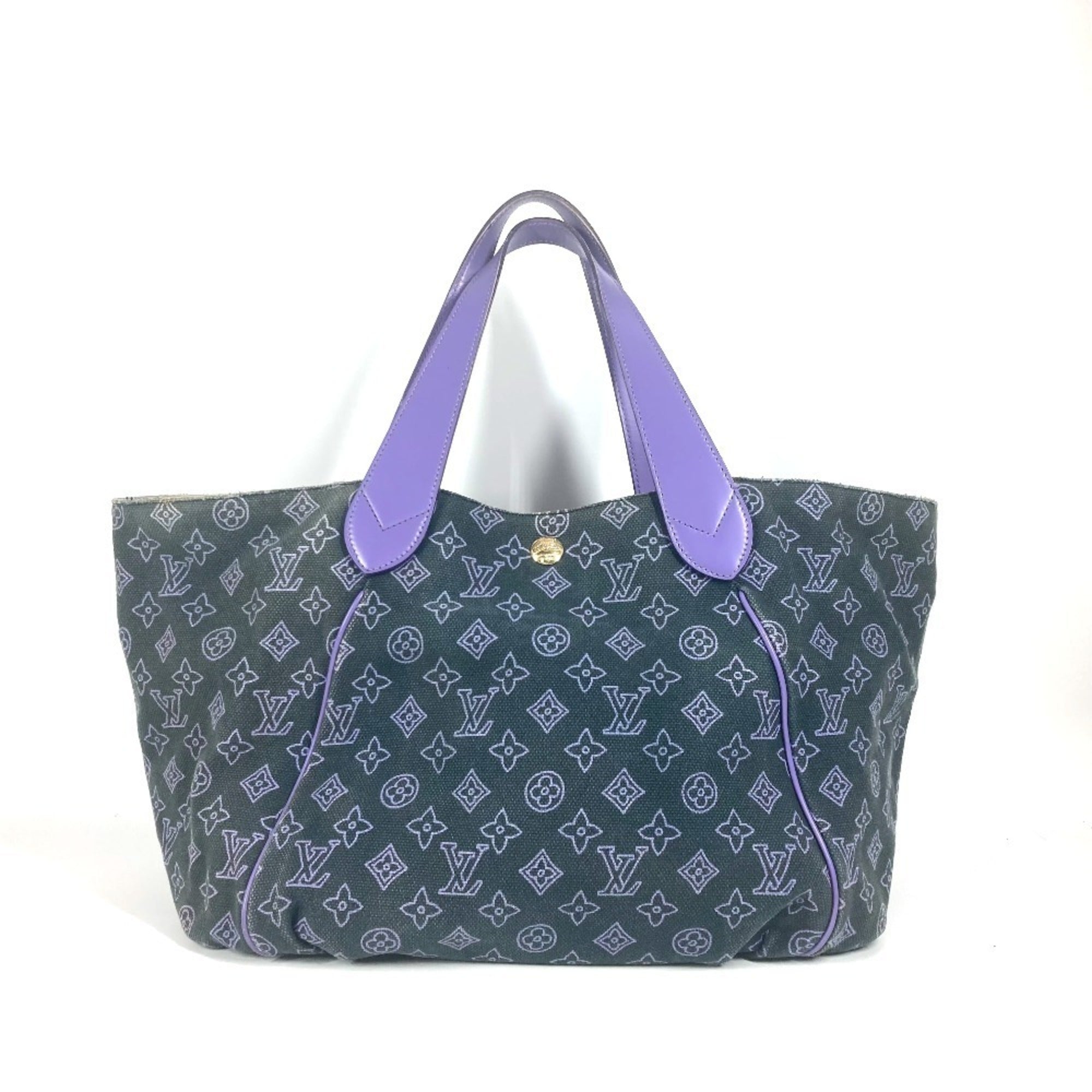 Louis Vuitton Purple Leather Canvas Shoulder Bag Tote Bag (Pre-Owned)