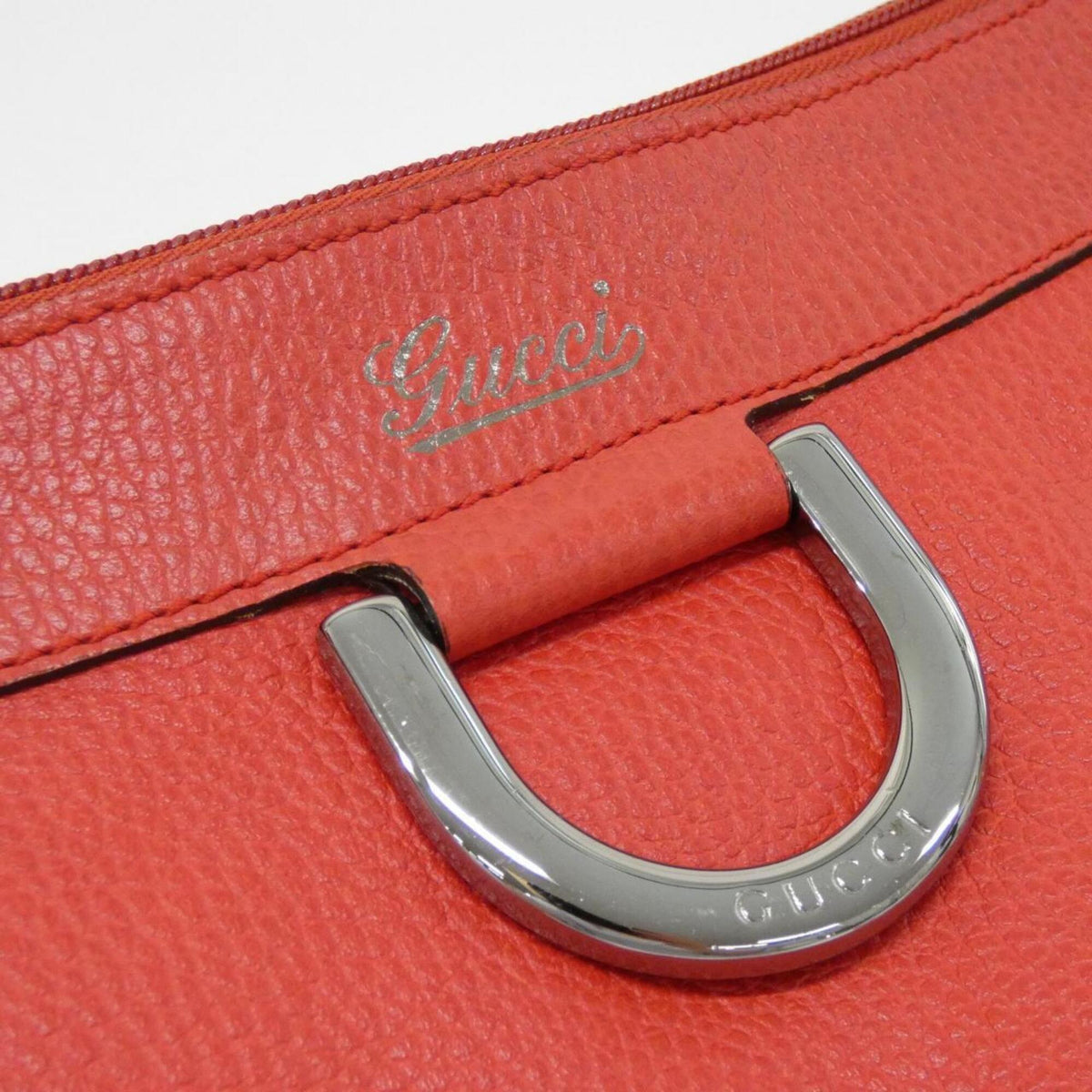 Gucci Red Color Leather Shoulder Bag (Pre-Owned)