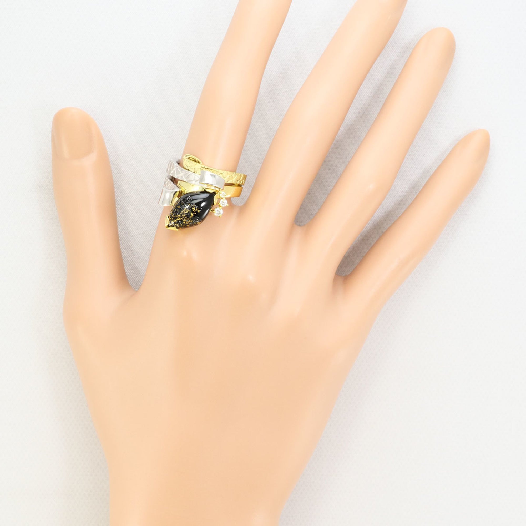 Unbranded Black Platinum Yellow Gold Yellow Gold (18K) Platinum 900 Band Ring (Pre-Owned)