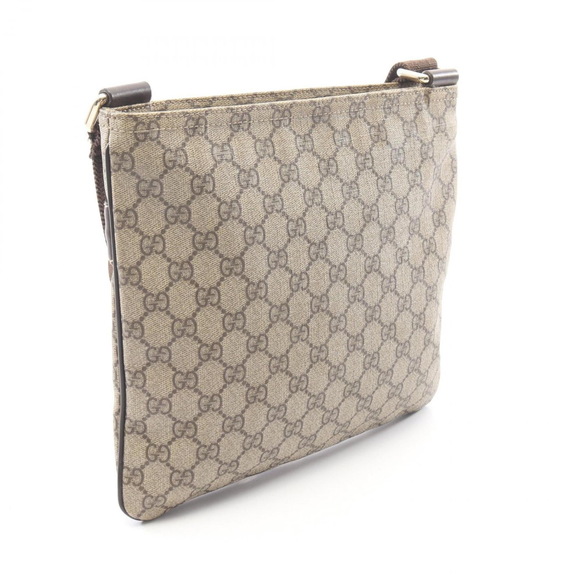 Gucci Beige Brown Coated Canvas Leather Handbag Shoulder Bag (Pre-Owned)