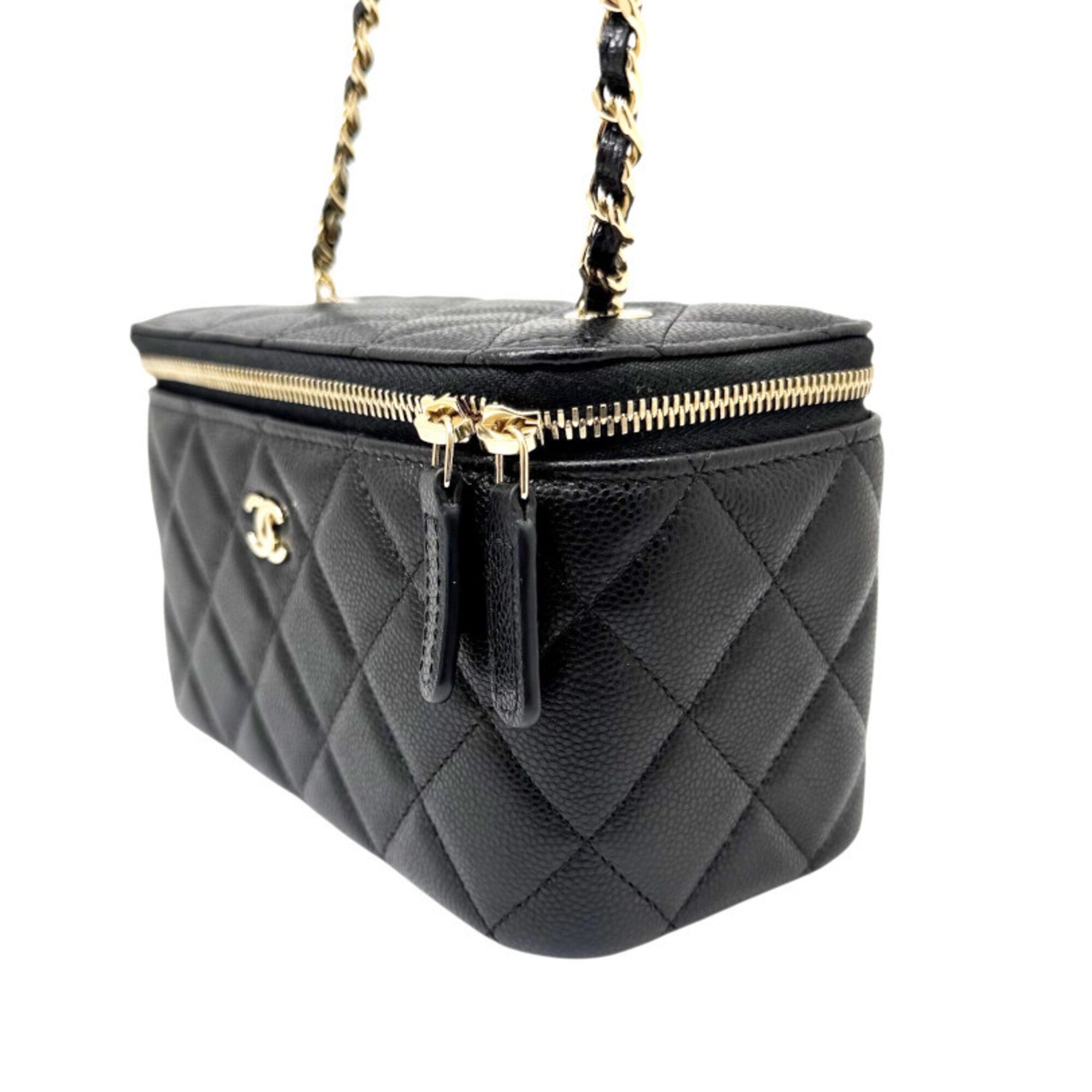 Chanel Black Grained Calfskin Shoulder Bag Vanity Bag (Pre-Owned)