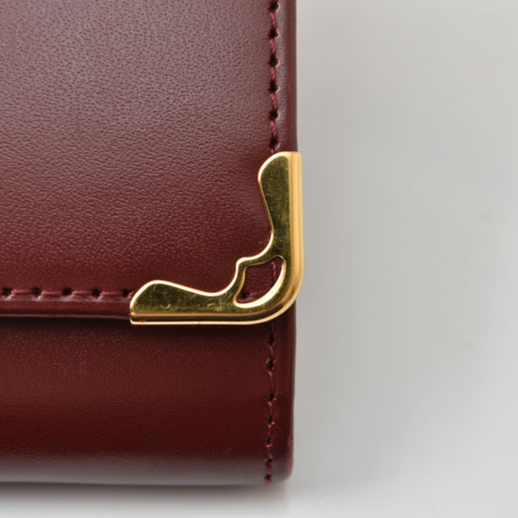 Cartier Bordeaux Leather Coin Purse/Coin Case (Pre-Owned)
