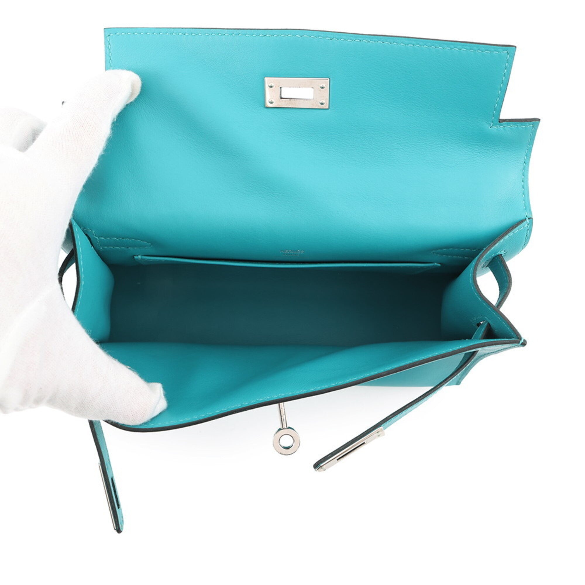 Hermes Blue Paon Swift Leather Handbag Pochette (Pre-Owned)